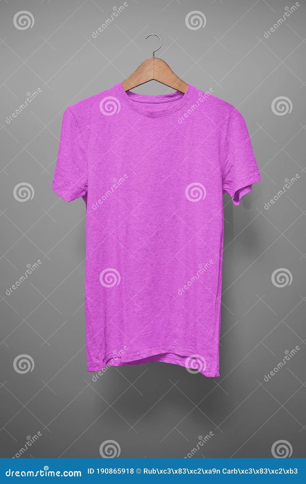 Purple T-Shirt on a Hanger Against a Grey Background Stock Photo ...