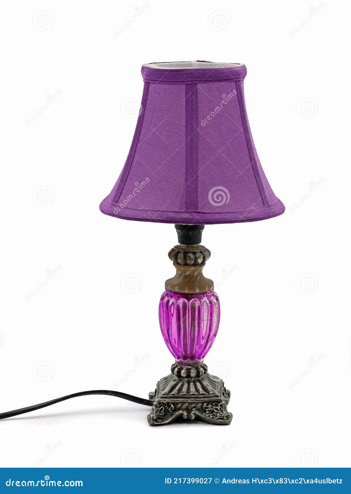 Purple Table Lamp Isolated on White Background Stock Image Image of