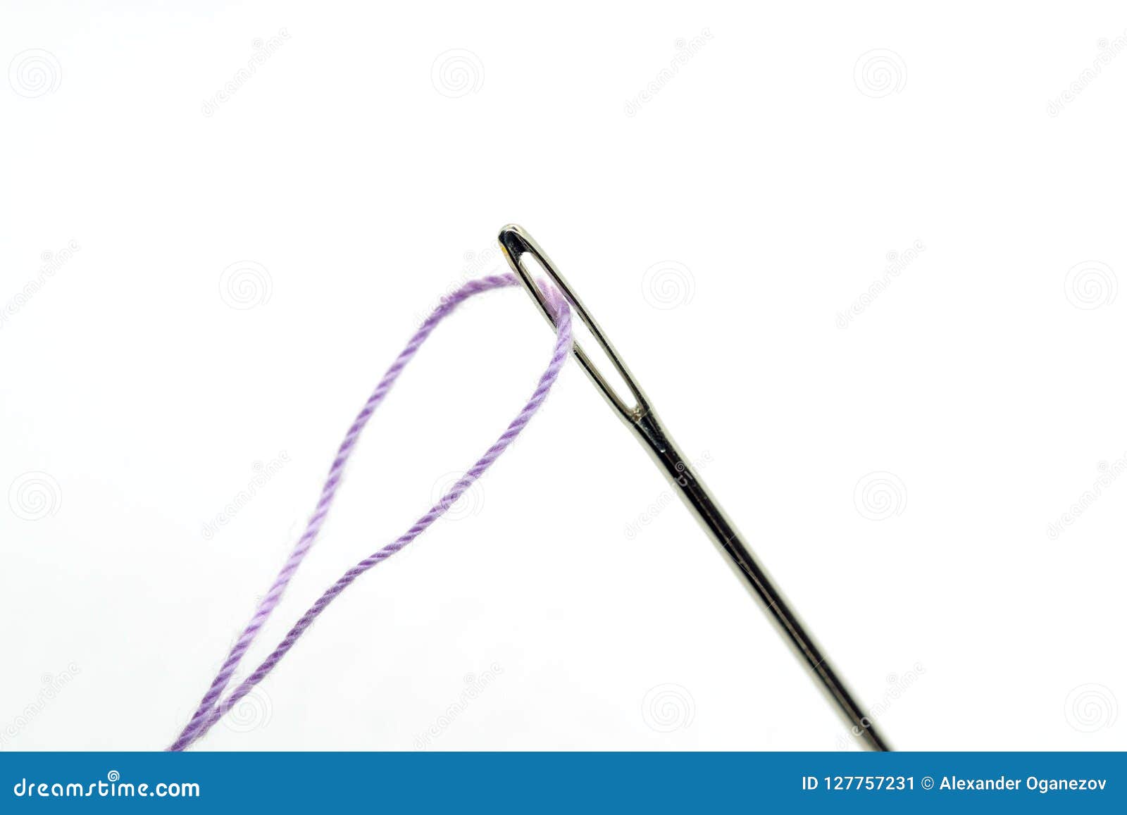 Purple Thread Passing Through Needle Stock Image Image of isolated