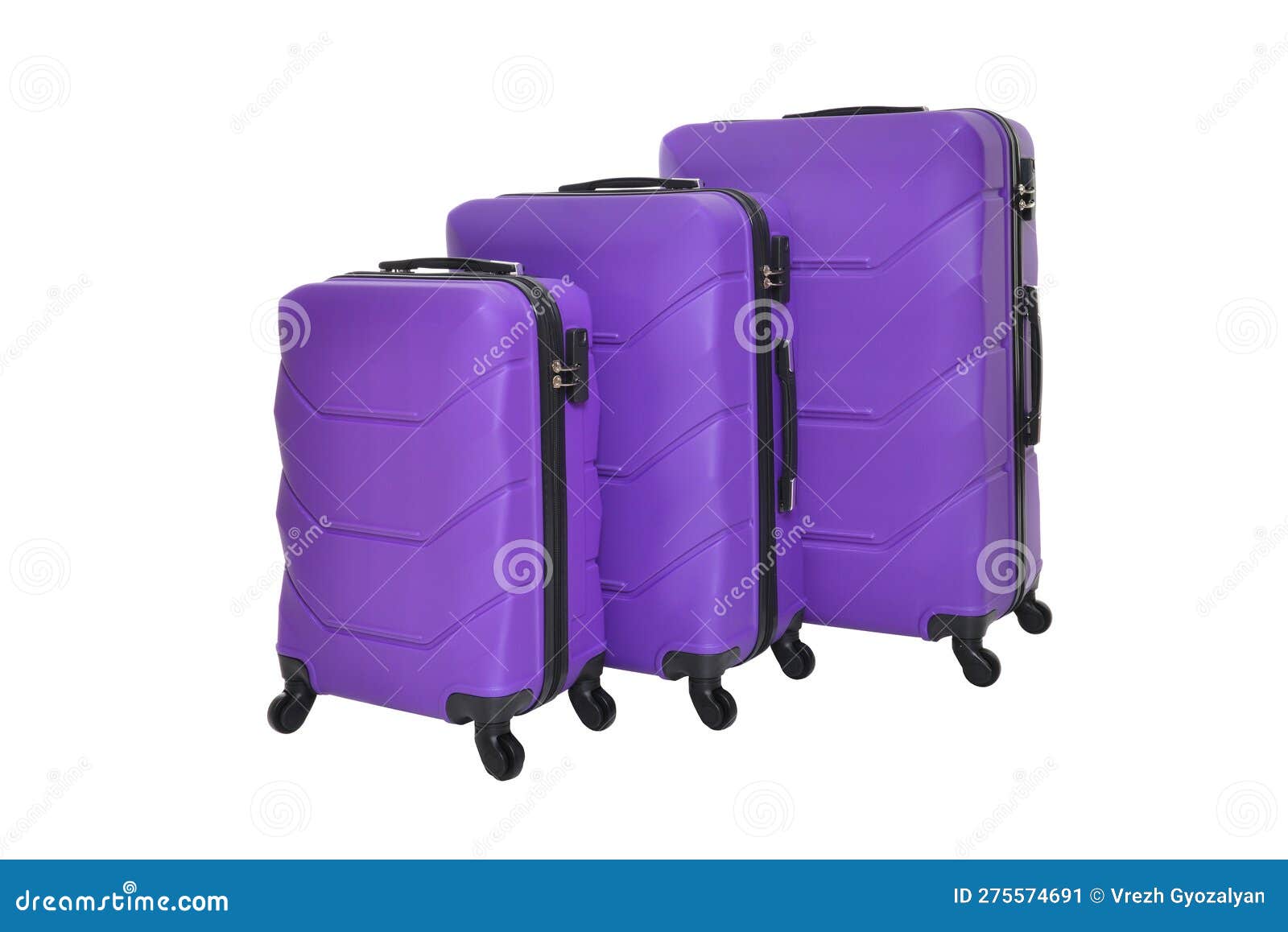 Purple Travel Suitcase on a White Background Stock Image Image of