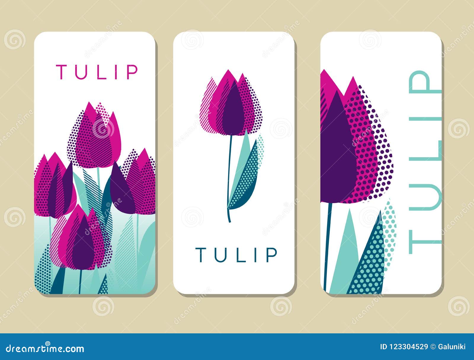 Purple Tulip Flowers Vector on White Backdrop. Stock Vector