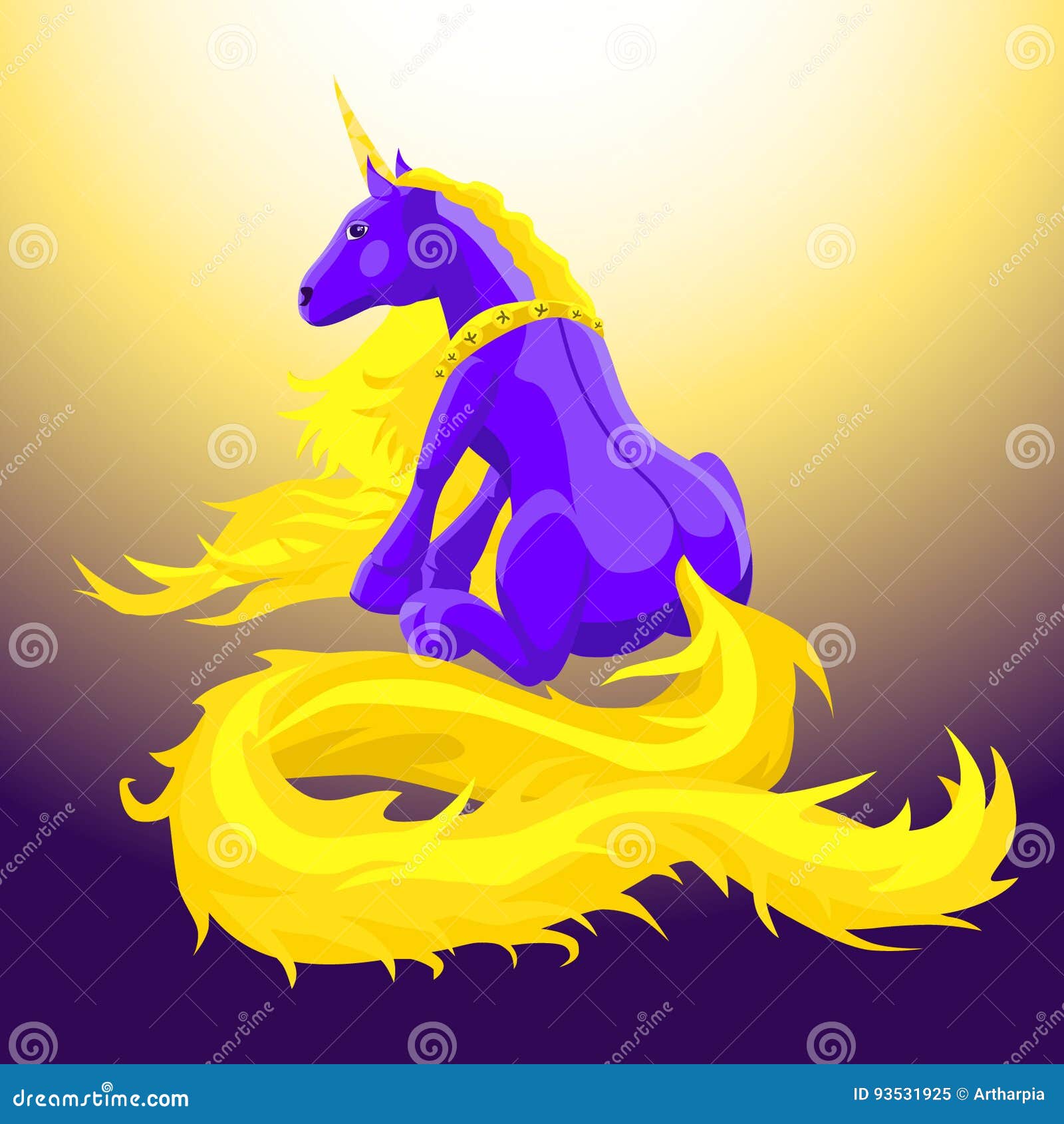 The purple unicorn. stock illustration. Illustration of horned - 93531925