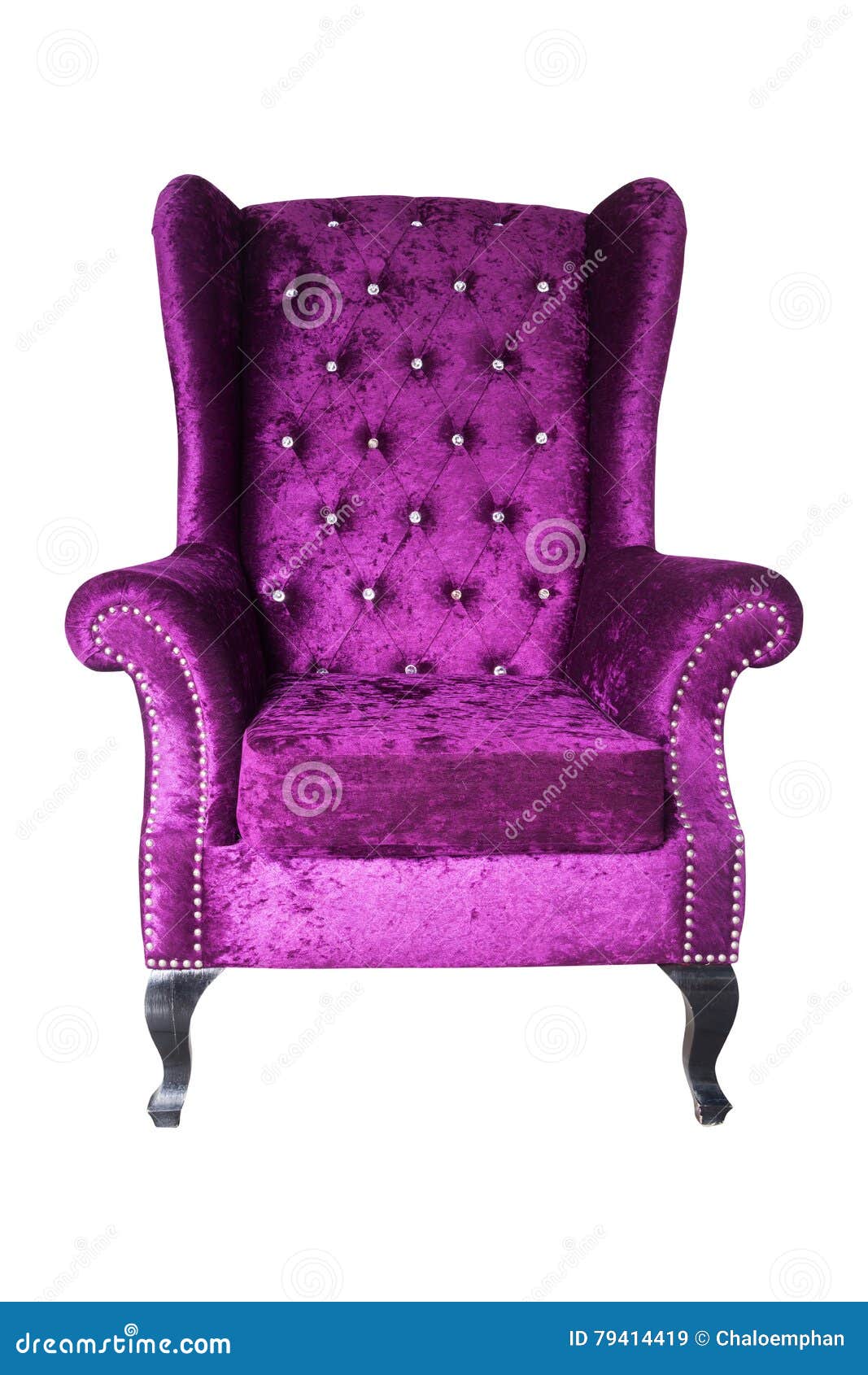 Purple Velvet Sofa Isolated on White Background Stock Image Image of