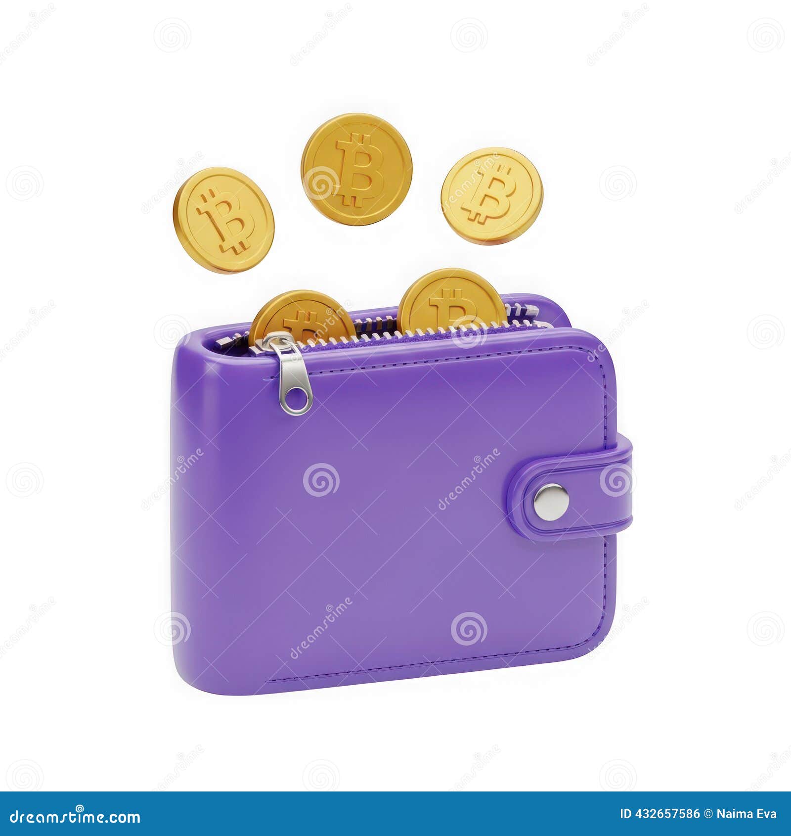 Purple Wallet with Falling Bitcoin Coins Isolated on White Background Stock  Illustration - Illustration of secure, purple: 432657586
