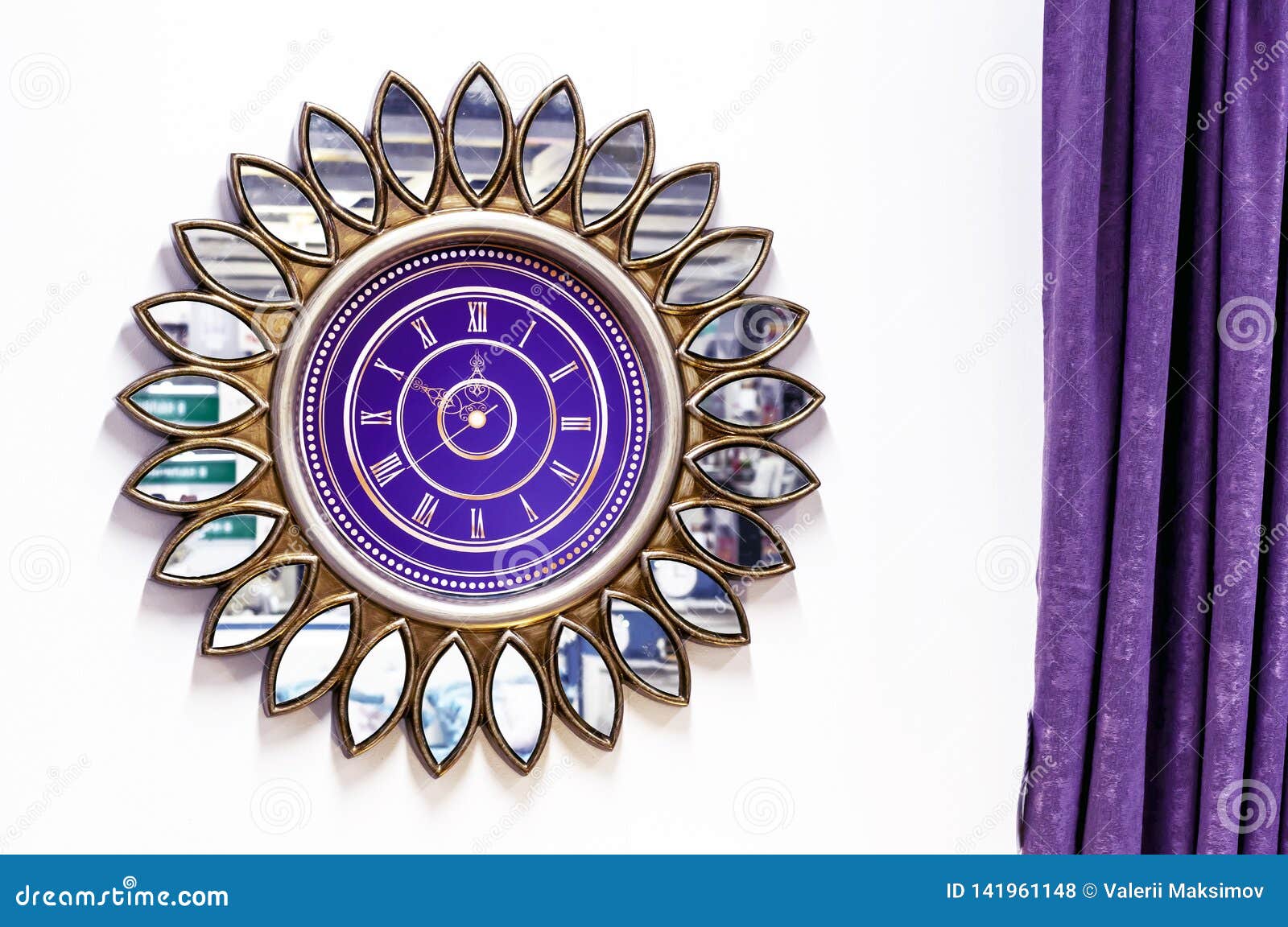 Purple Watch in the Form of a Flower with Mirror Petals Stock Photo