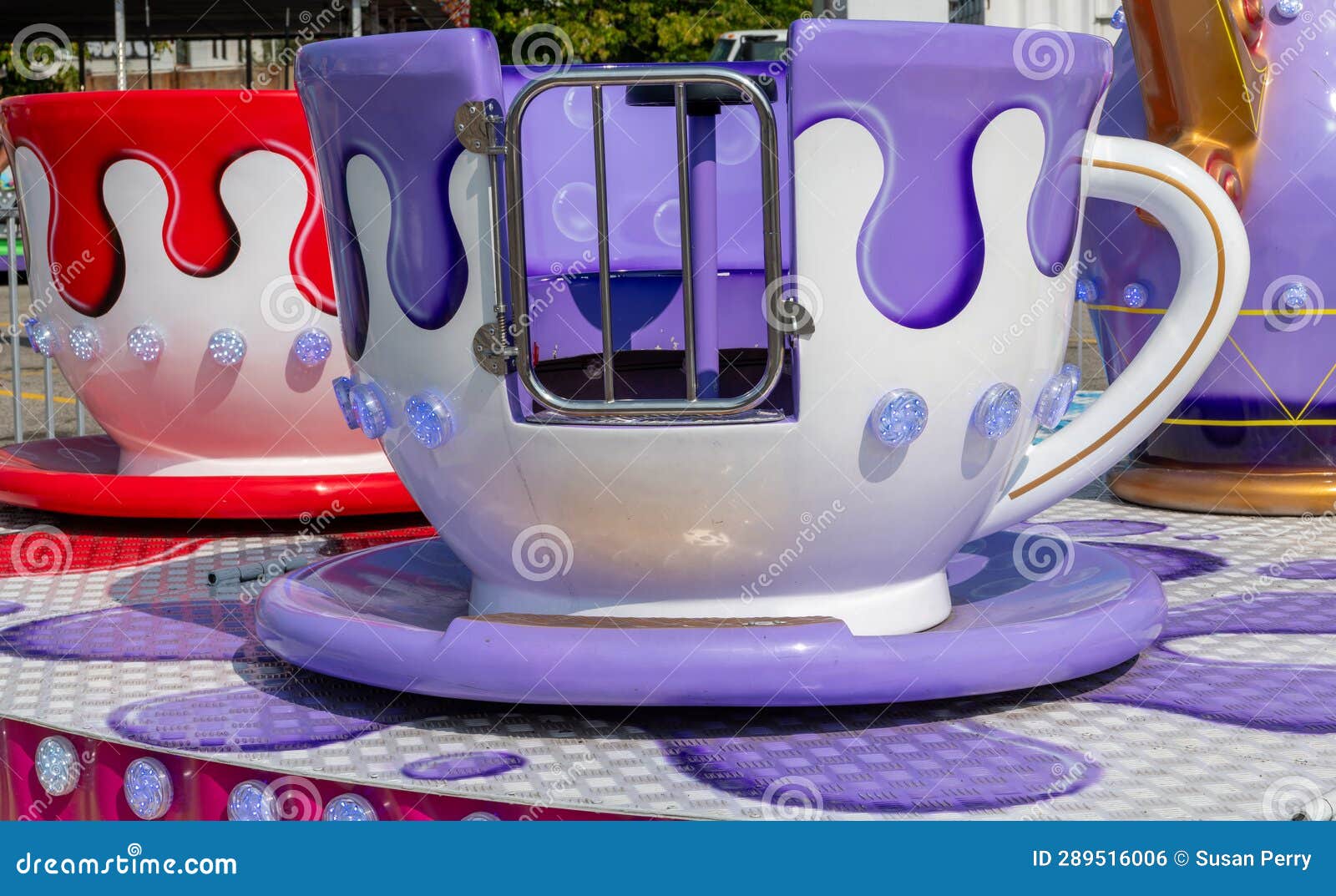 Purple and White Teacup Ride at Amusement Park Stock Photo Image of purple, leisure 289516006