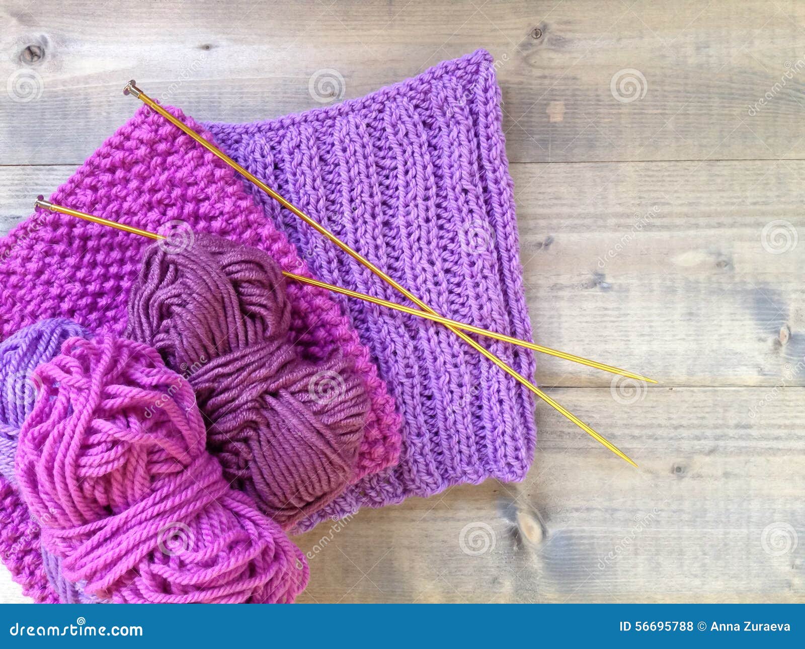 Purple Wool Handmade Knitting Stock Photo - Image of background, cuddly ...