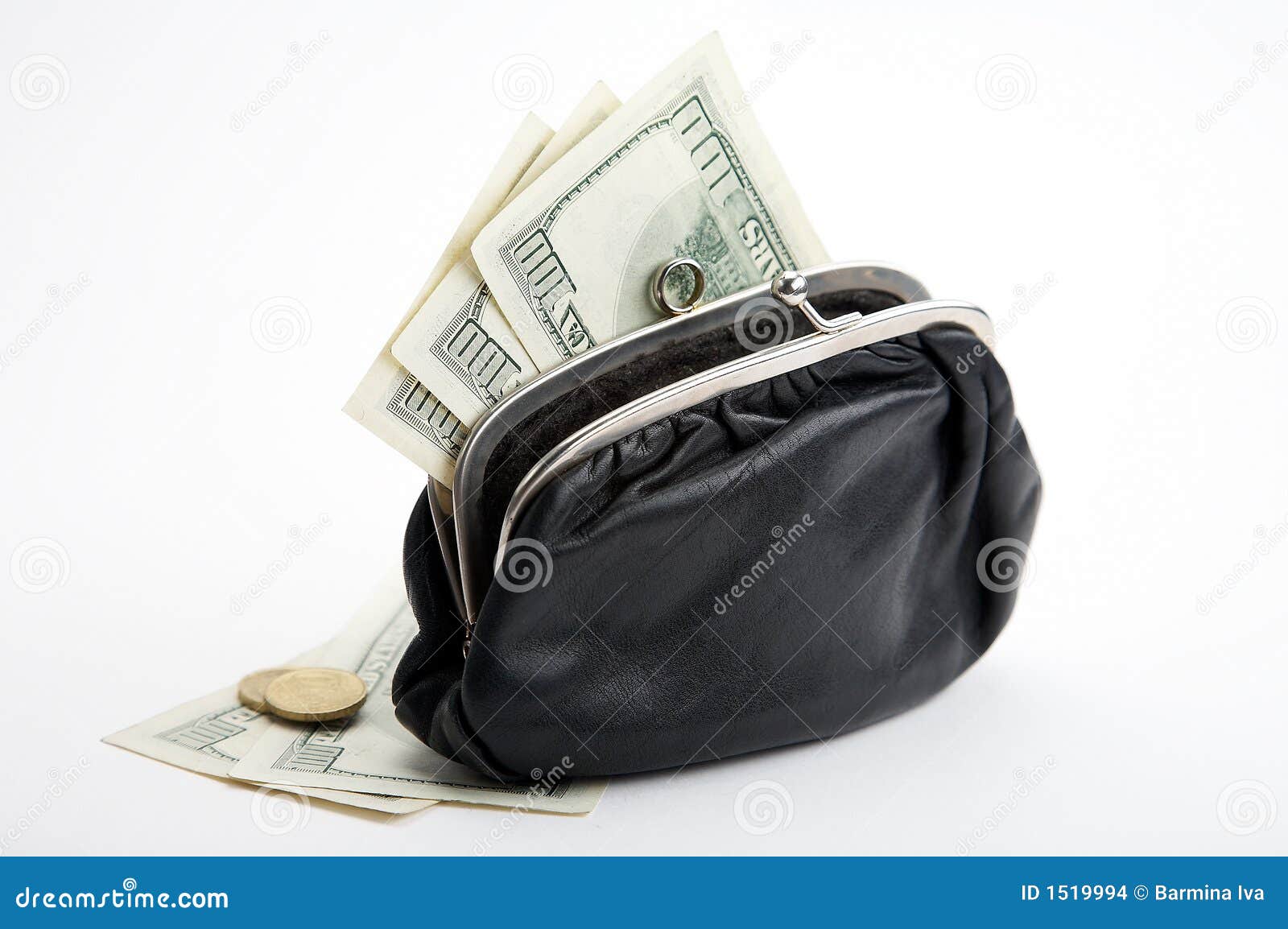 Purse with cash stock photo. Image of payday, economy 1519994