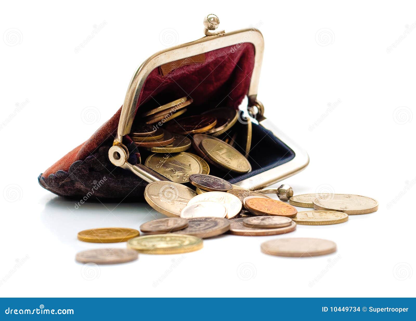 Purse and coins isolated stock photo. Image of change 10449734