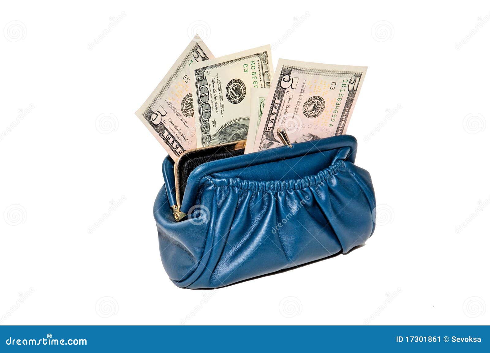 Purse with Money in Dollars Stock Image Image of accessory, credit