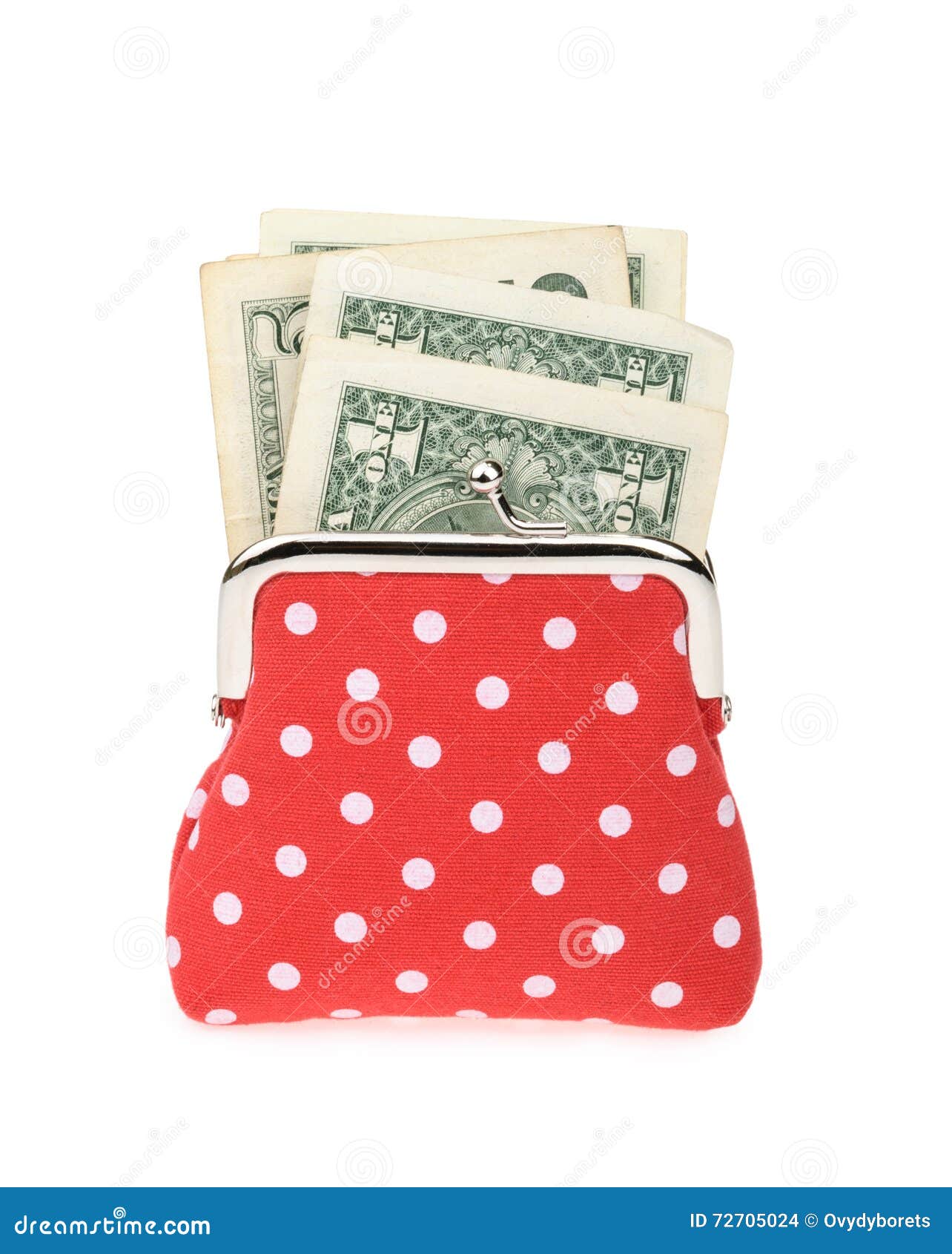 Purse with Money Isolated on White Stock Photo Image of trendy, dollar 72705024
