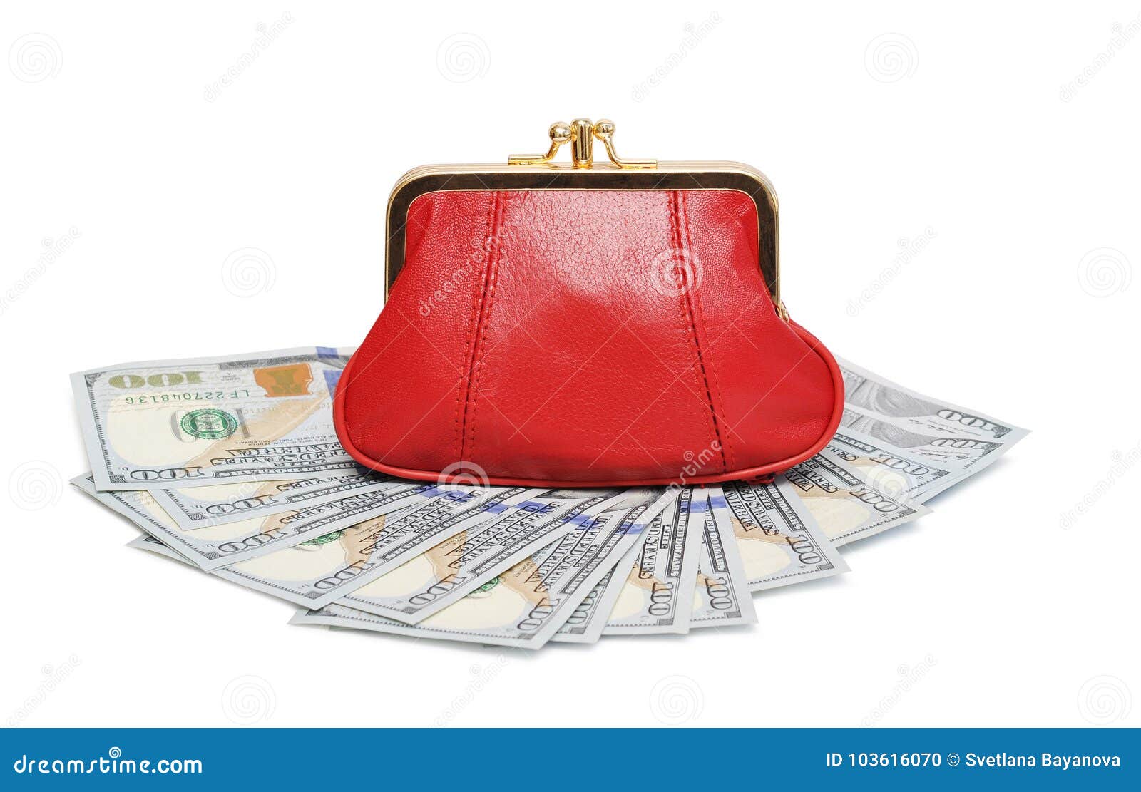 Purse and money stock photo. Image of dollar, background - 103616070