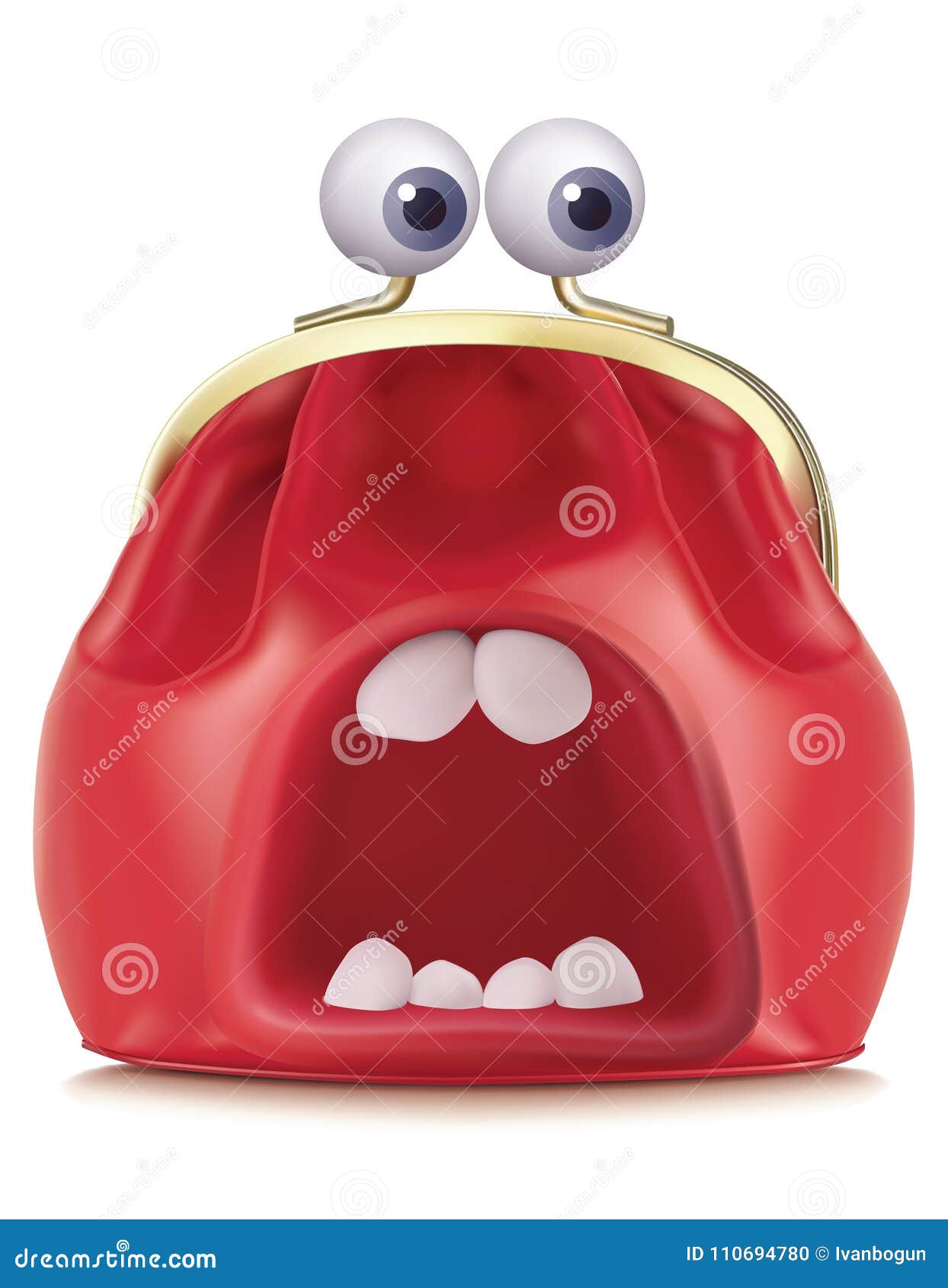 Purse with Mouth and Eyes. Vector Stock Vector Illustration of
