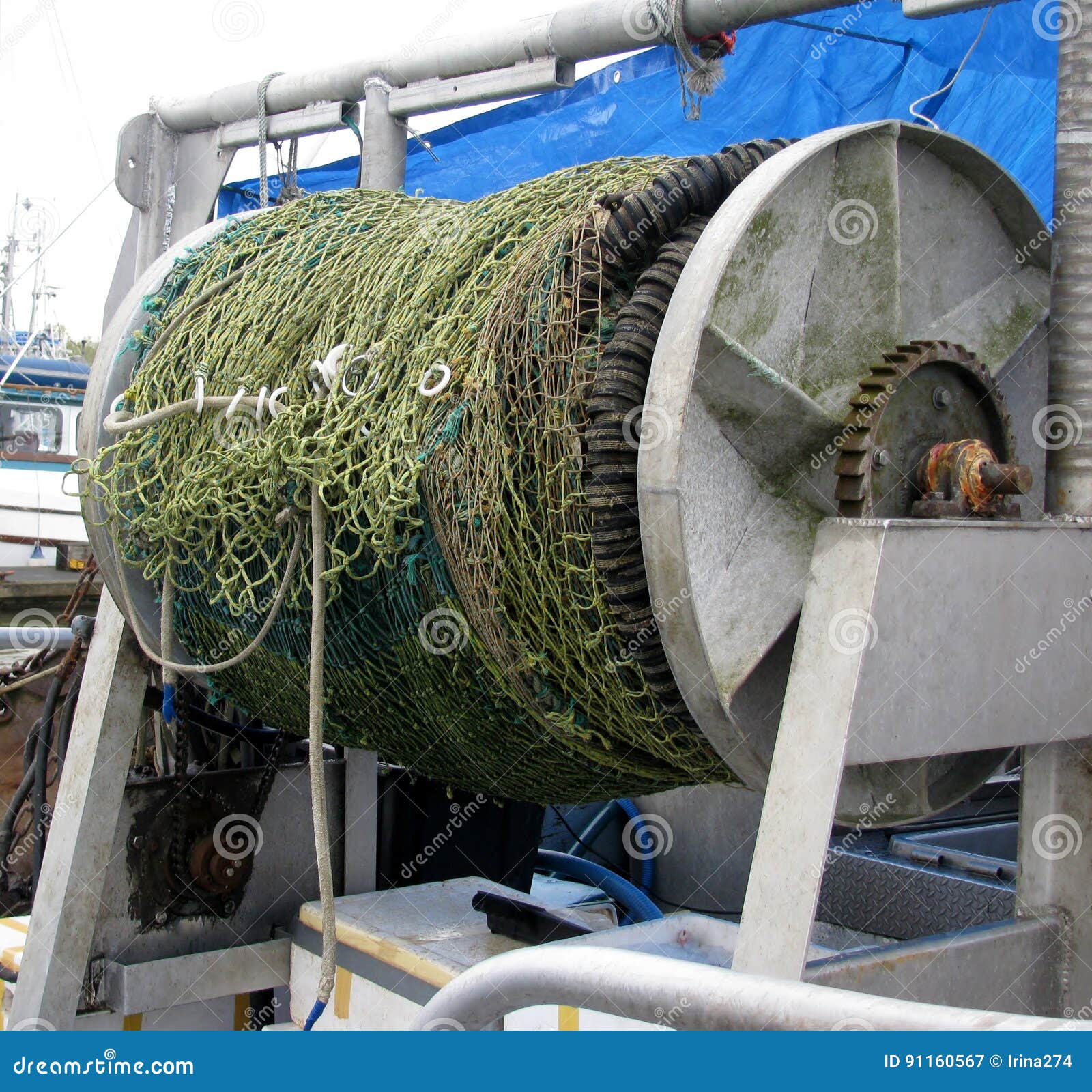 Purse Seine Fishing Net on Reel. Stock Image - Image of boat