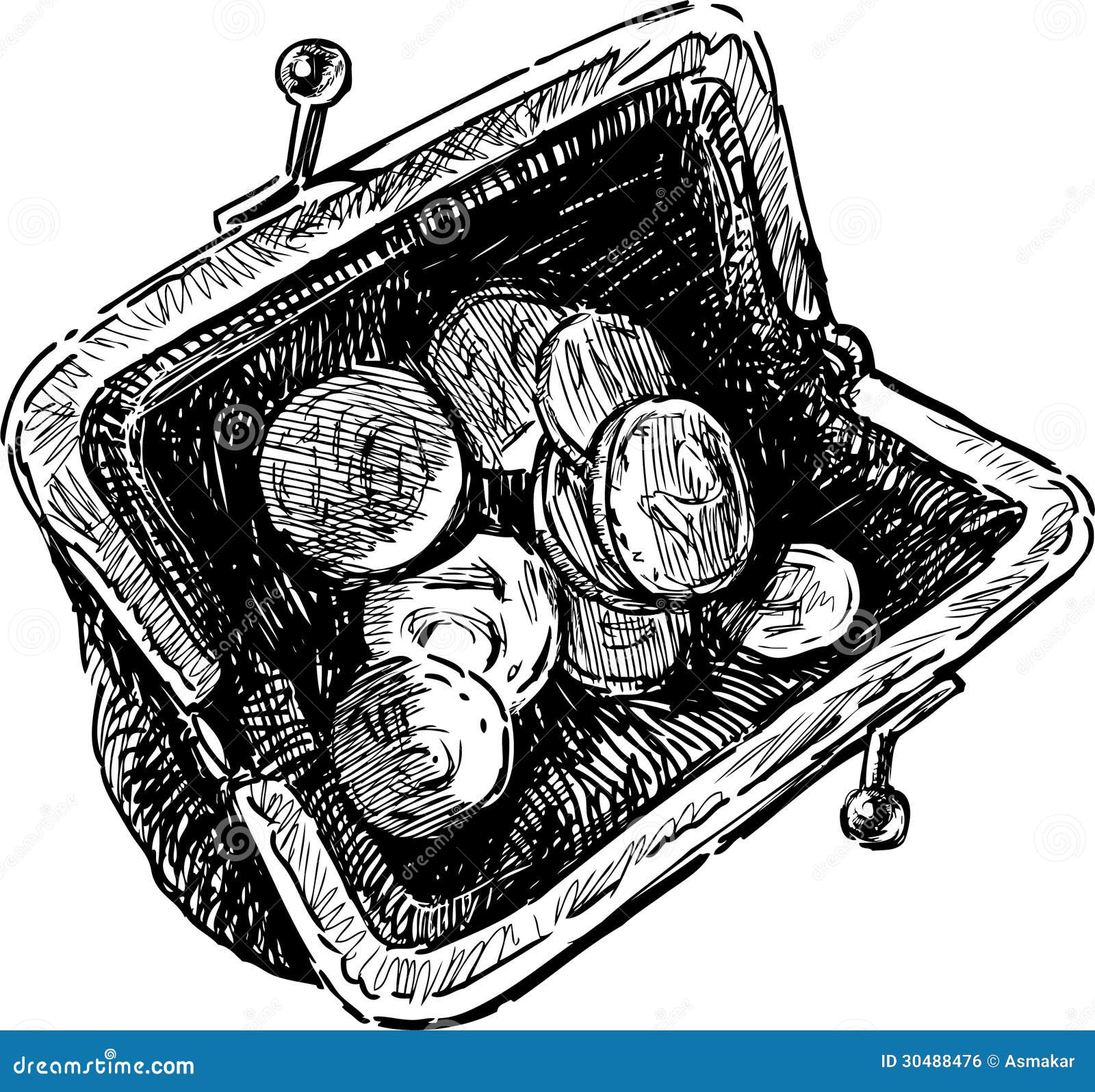 Purse stock vector. Illustration of white, doodle 30488476