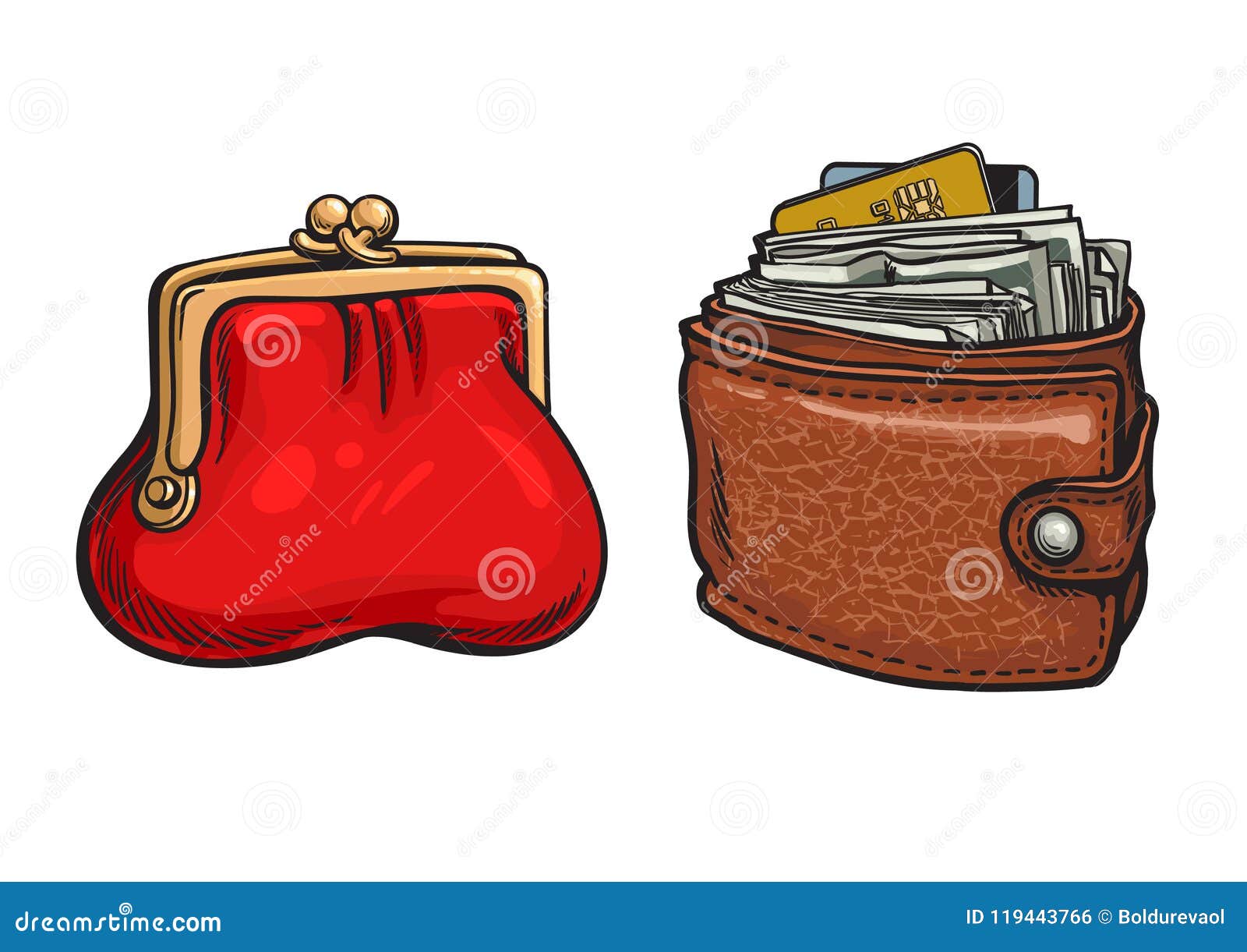 Coin Purse Clipart #1127882 - Illustration by Lal Perera