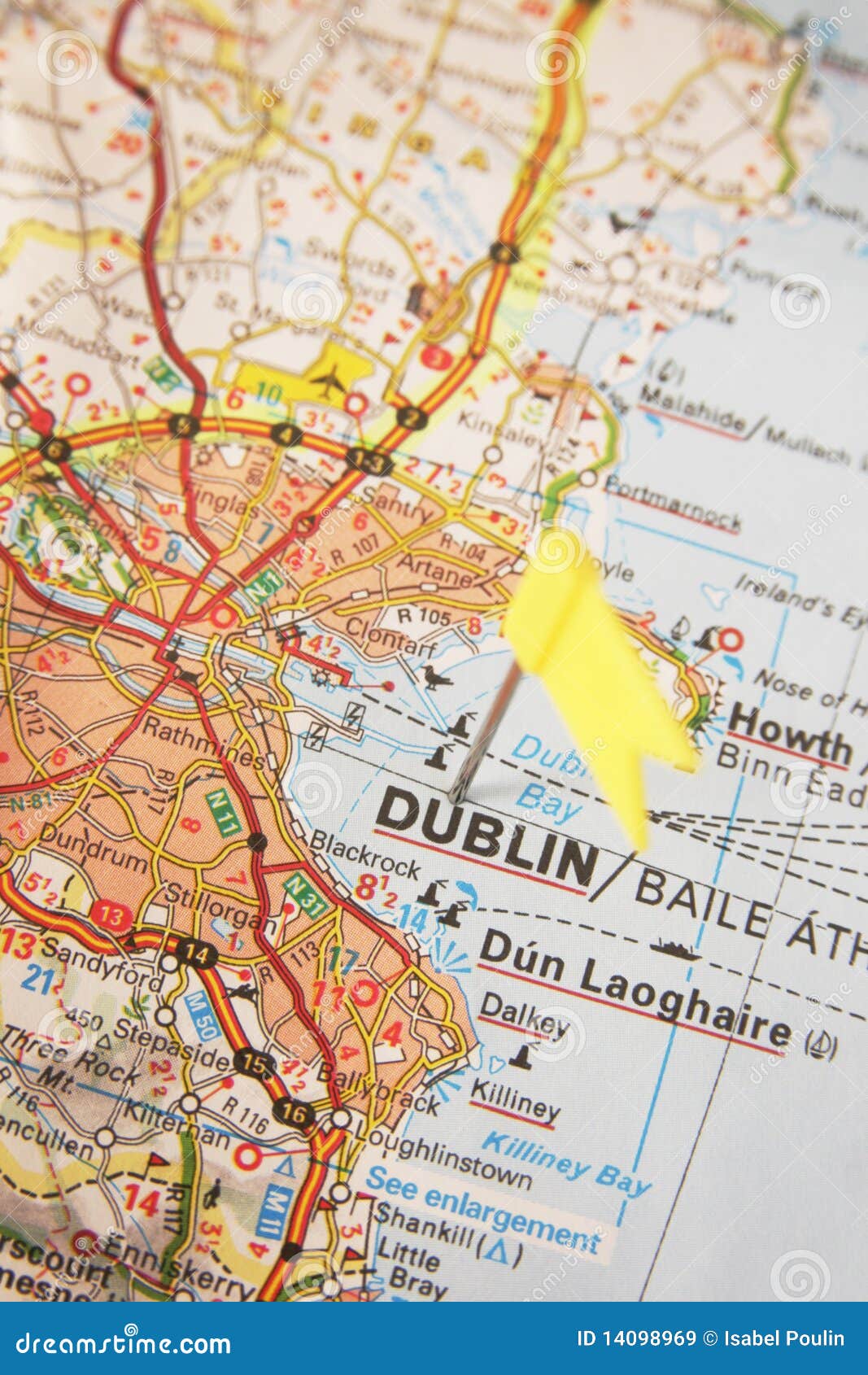 Push pin on Dublin stock image. Image of ireland, roadmap 14098969