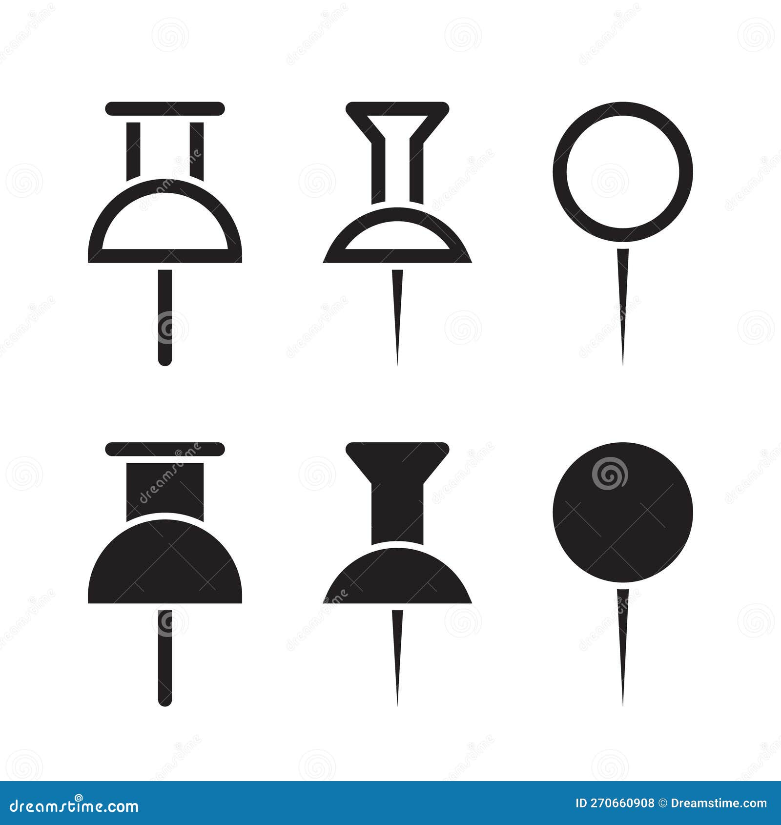 Push Pin Thumbtack Icon Set Collection Vector In Flat Style Stock Push Pin Thumbtack Icon Set Collection Vector In Flat Style Stock