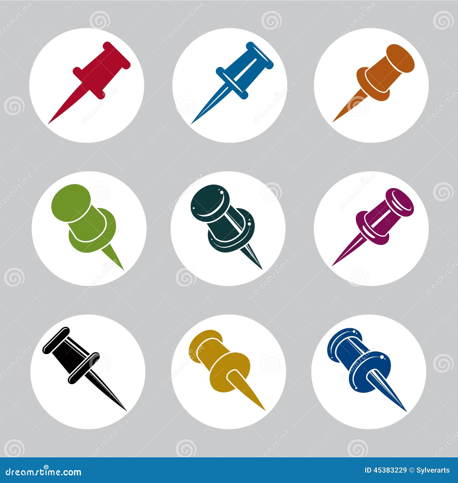 Push Pins Icons Vector Set, Vector Simplistic Symbols Stock Vector ...