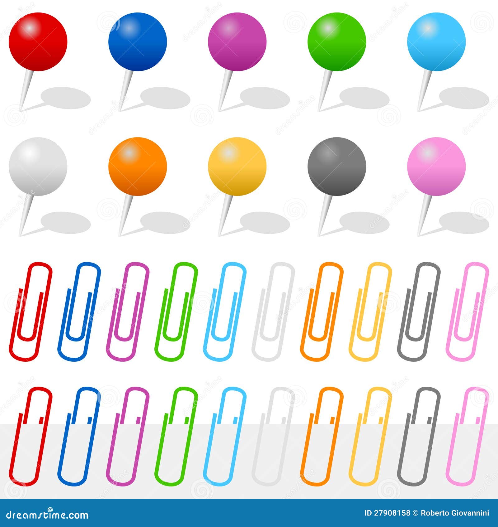 push pins and paper clips set