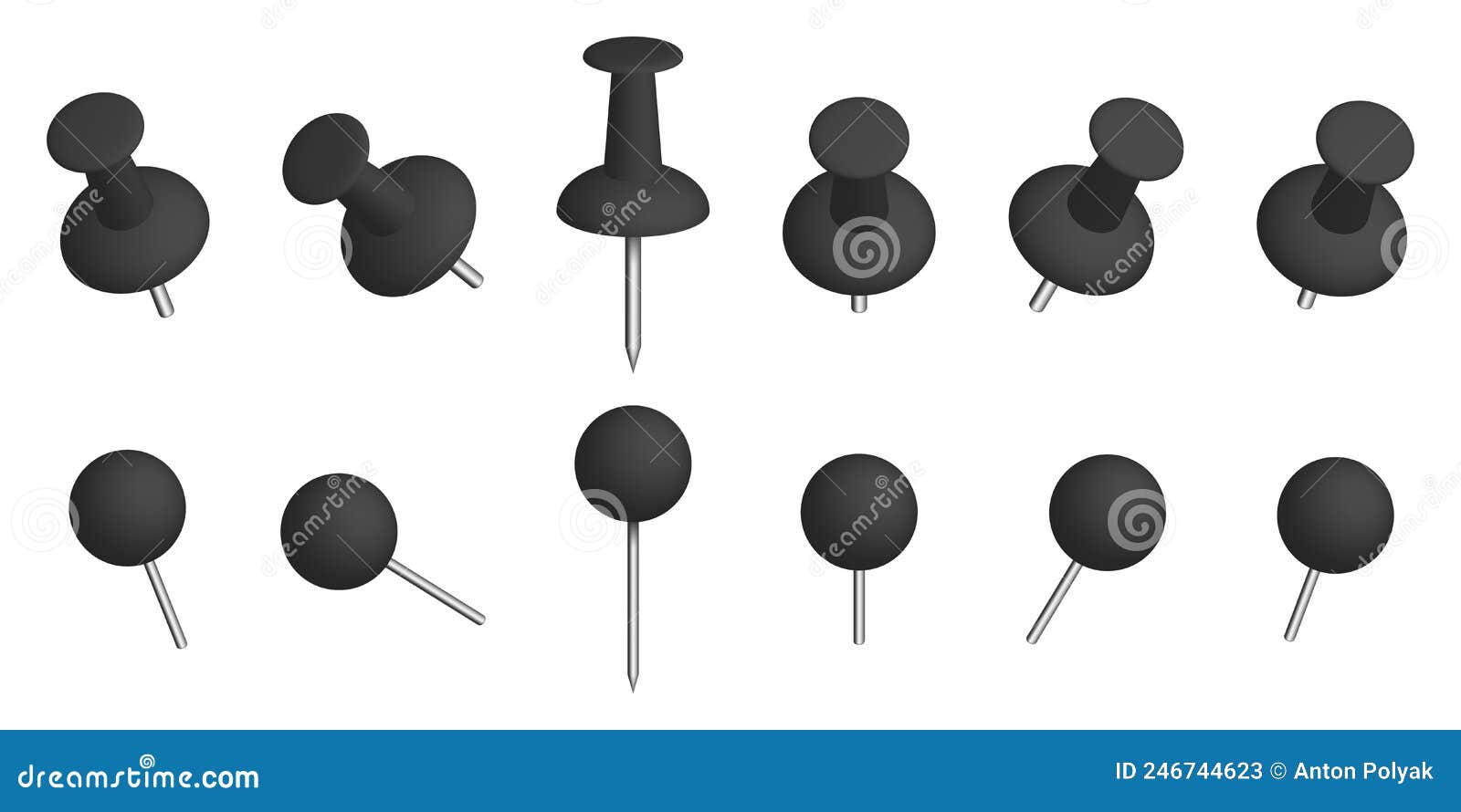 Push pins. Thumbtacks stock vector. Illustration of pushpin 246744623