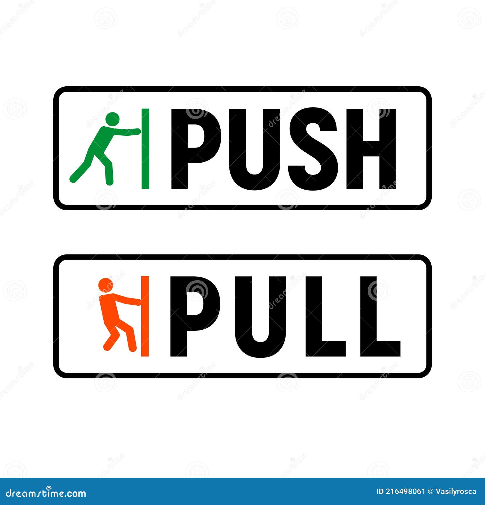 push pull door sign.  push and pull icon sticker  concept