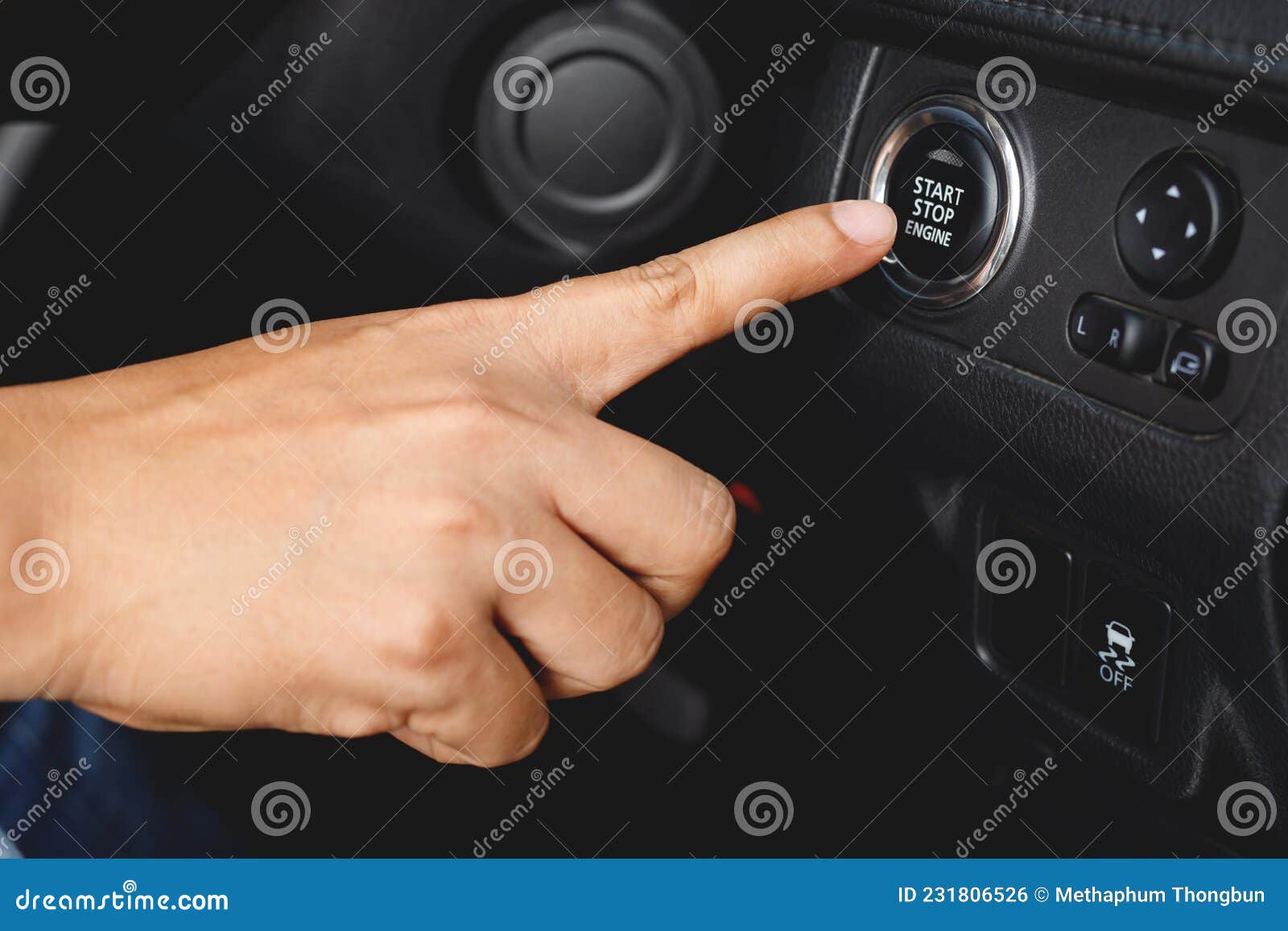 Push Start Button Will Work Together with Smart Key Stock Photo Image