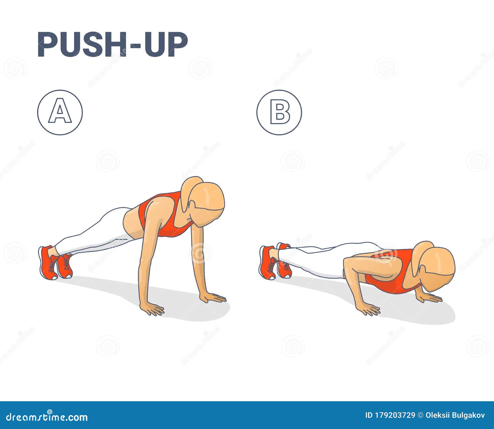push-ups exercise. sporty girl silhouettes colorful concept.