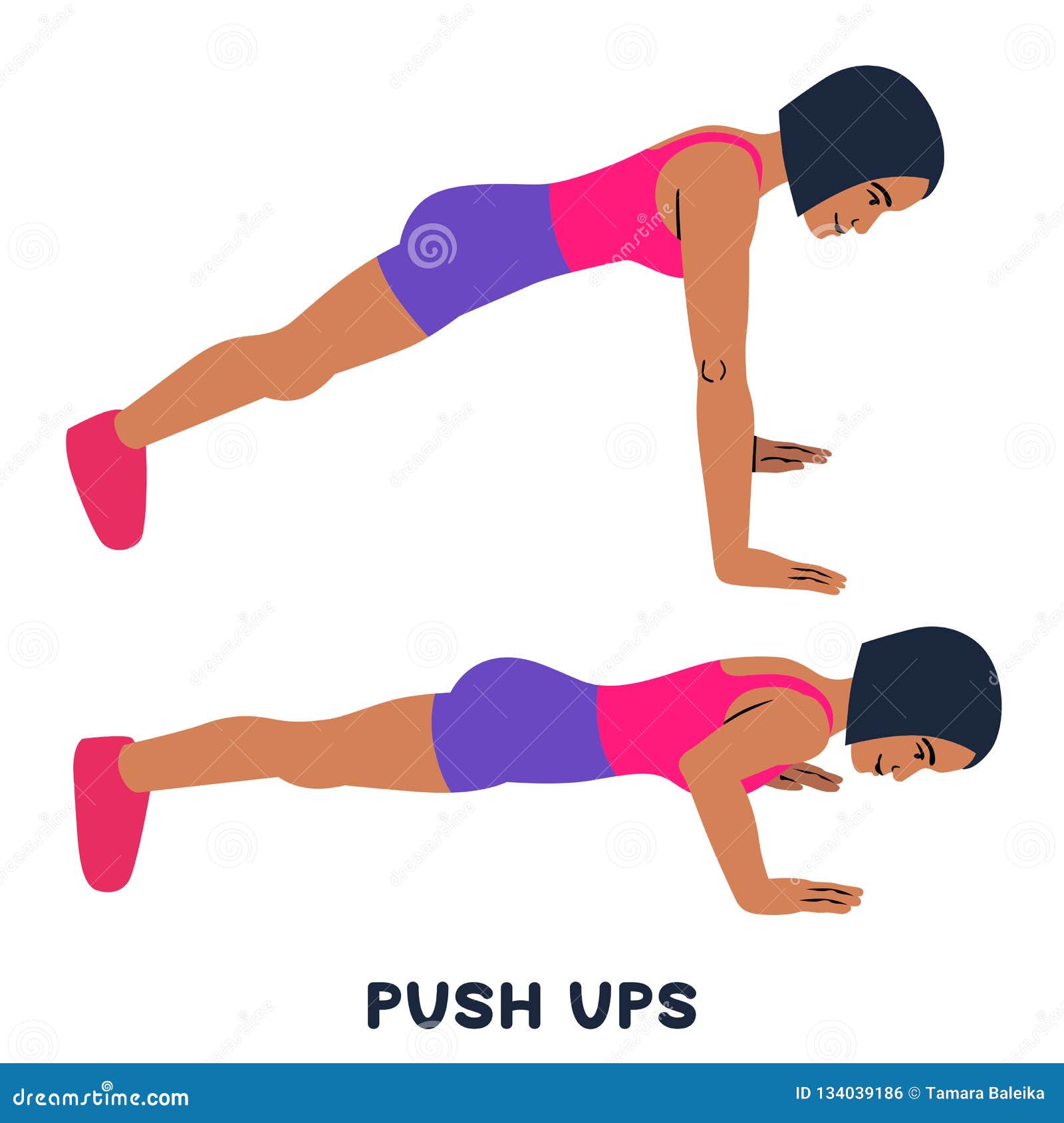 push ups. sport exersice. silhouettes of woman doing exercise. workout, training