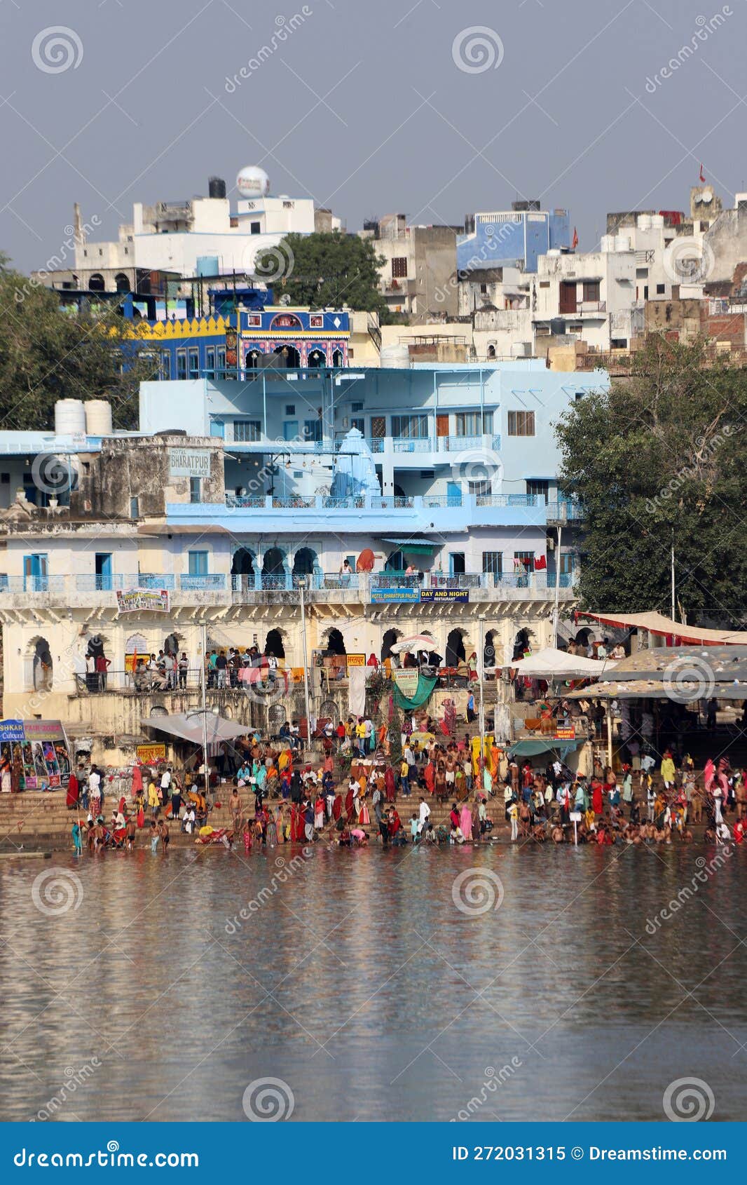 Pushkar Lake and bathing ghats, | Stock Photo