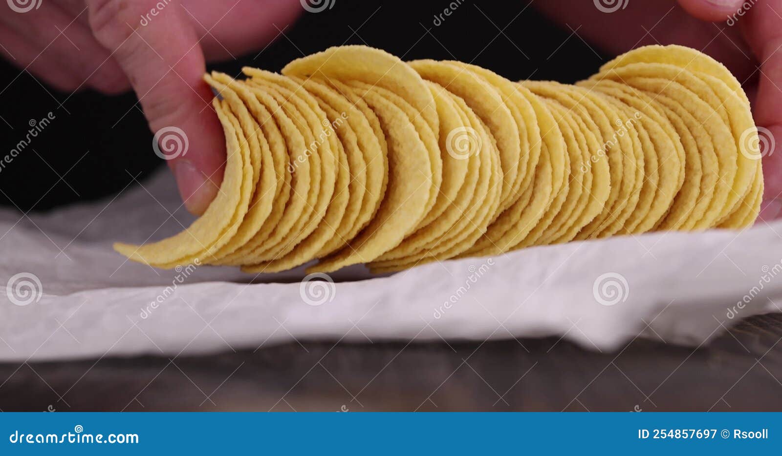 Put Crispy Potato Chips Fried Together with Spices Stock Video - Video