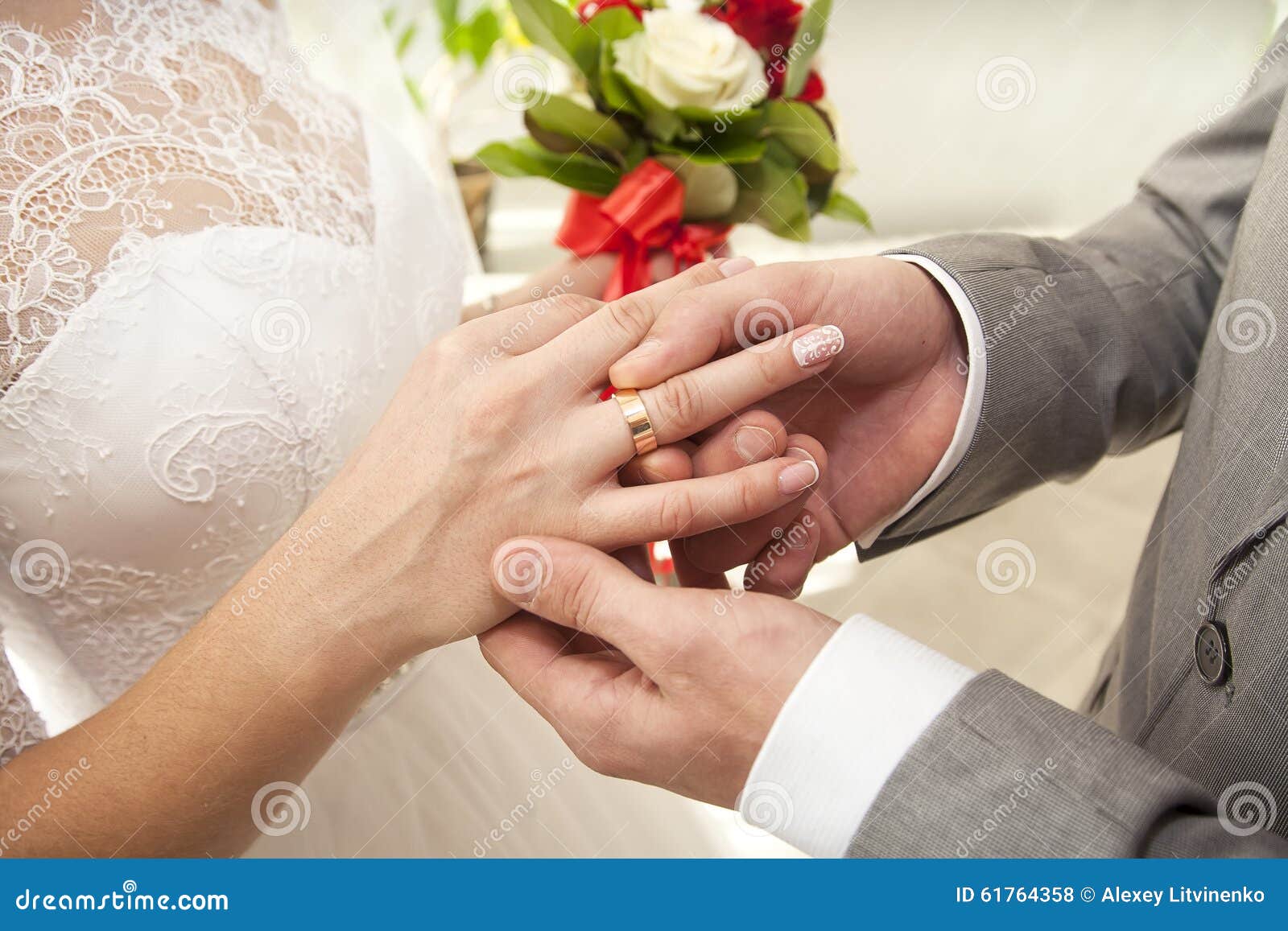 He Put the Wedding Ring on Her Stock Photo Image of ceremony, finger 61764358