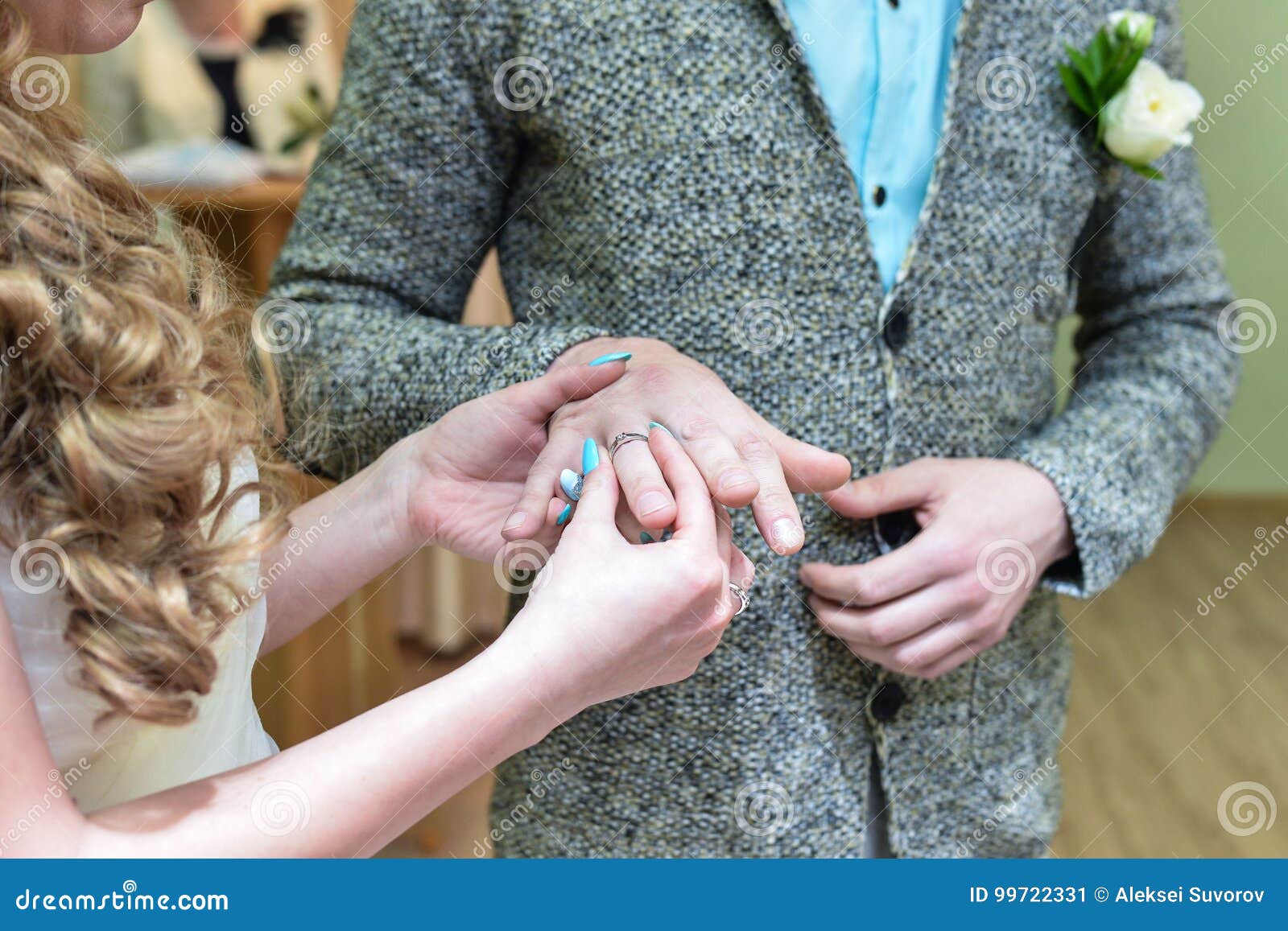 He Put the Wedding Ring on Her Stock Image Image of hand, lifestyles