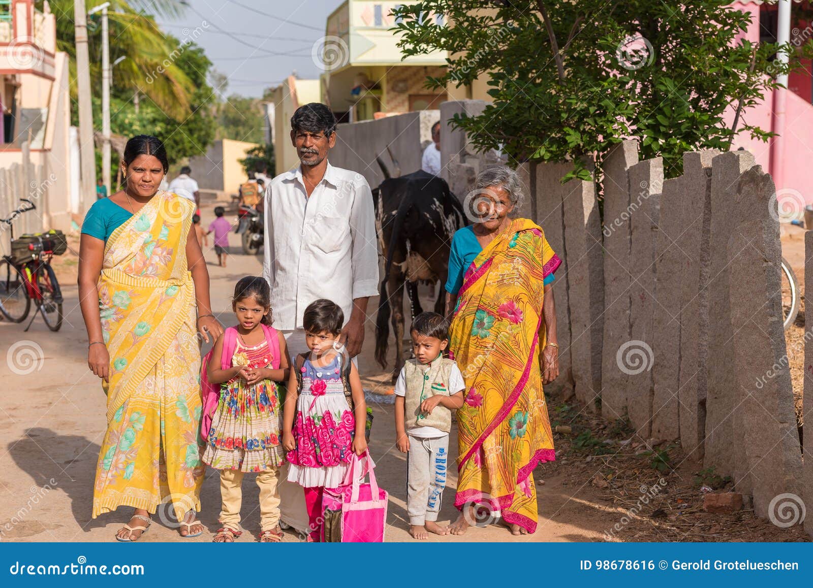 PUTTAPARTHI, ANDHRA PRADESH, INDIA - JULY 9, 2017: Indian Family In A ...