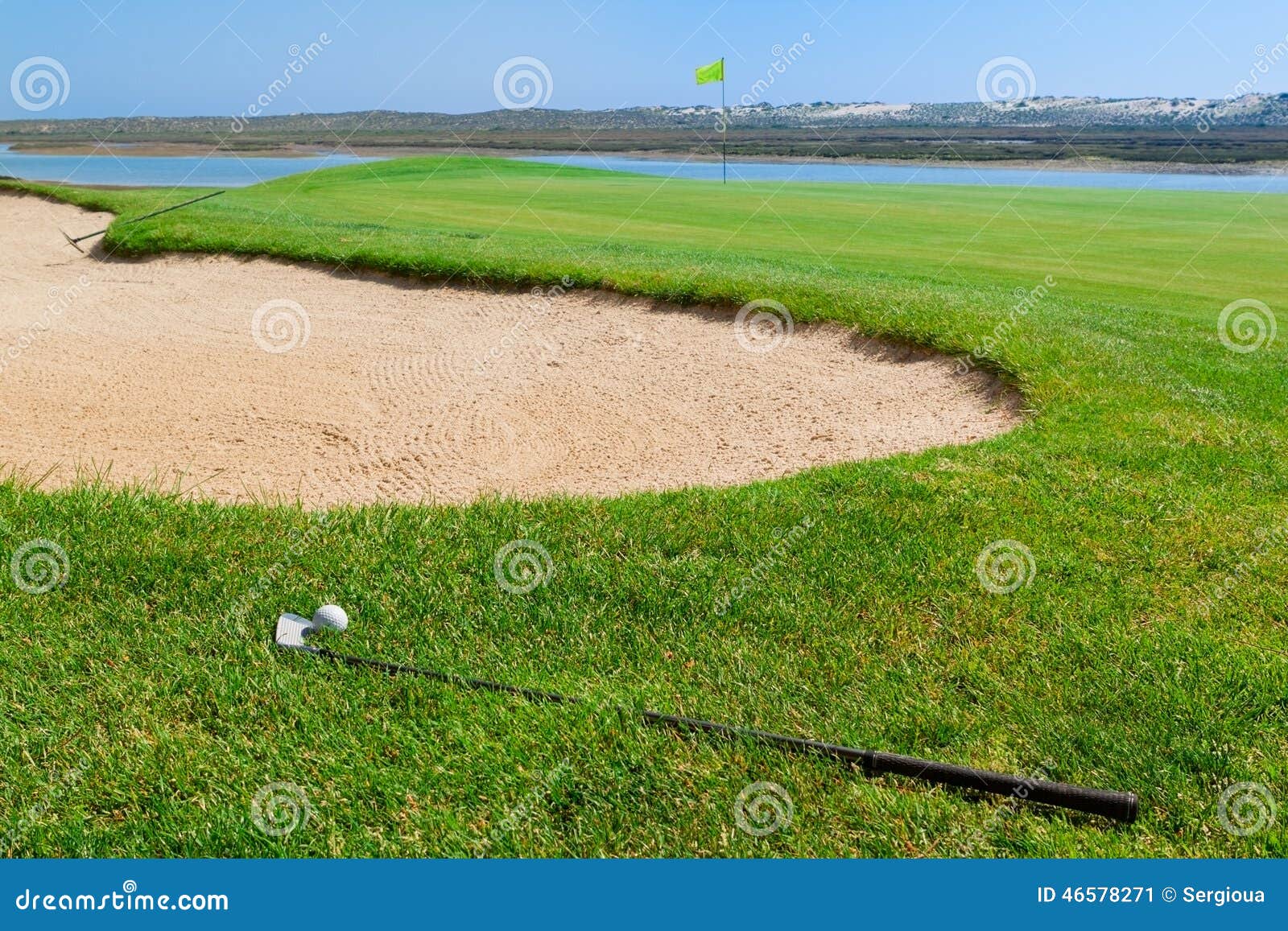 Putters and Ball Lying on Golf Course. Stock Image Image of