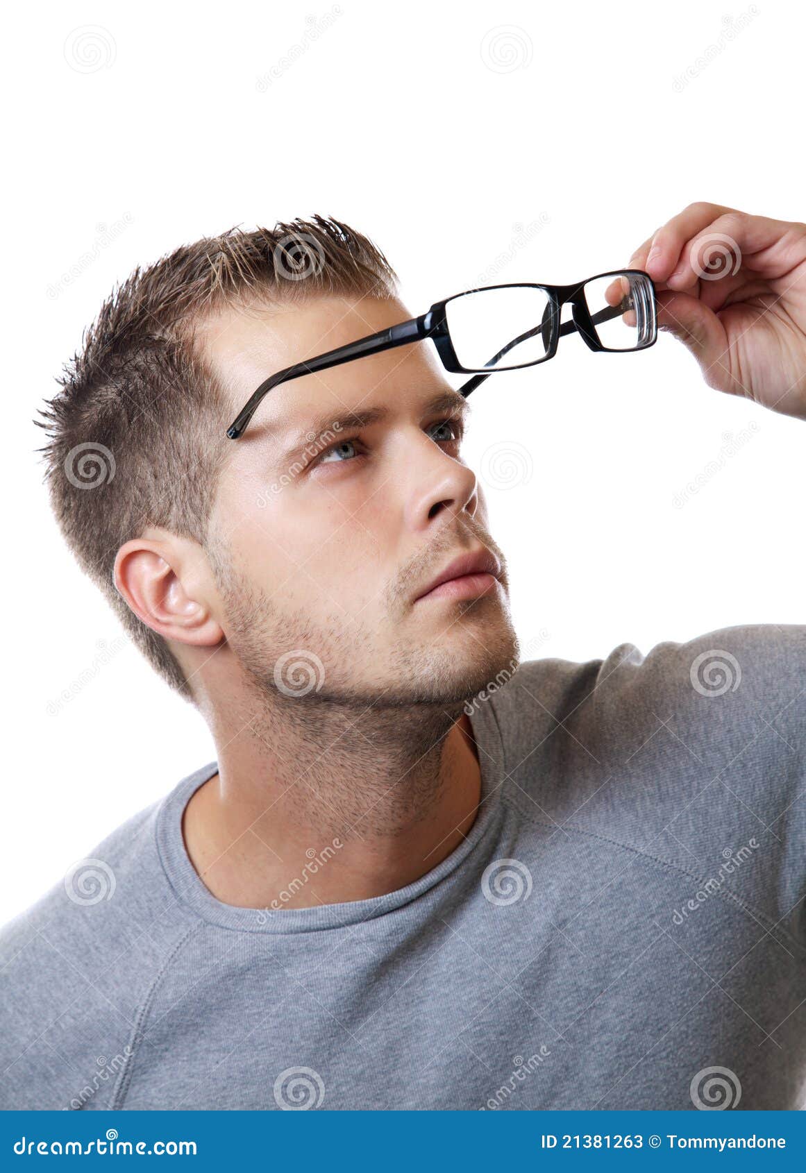 Putting on glasses stock image. Image of adult, glasses 21381263