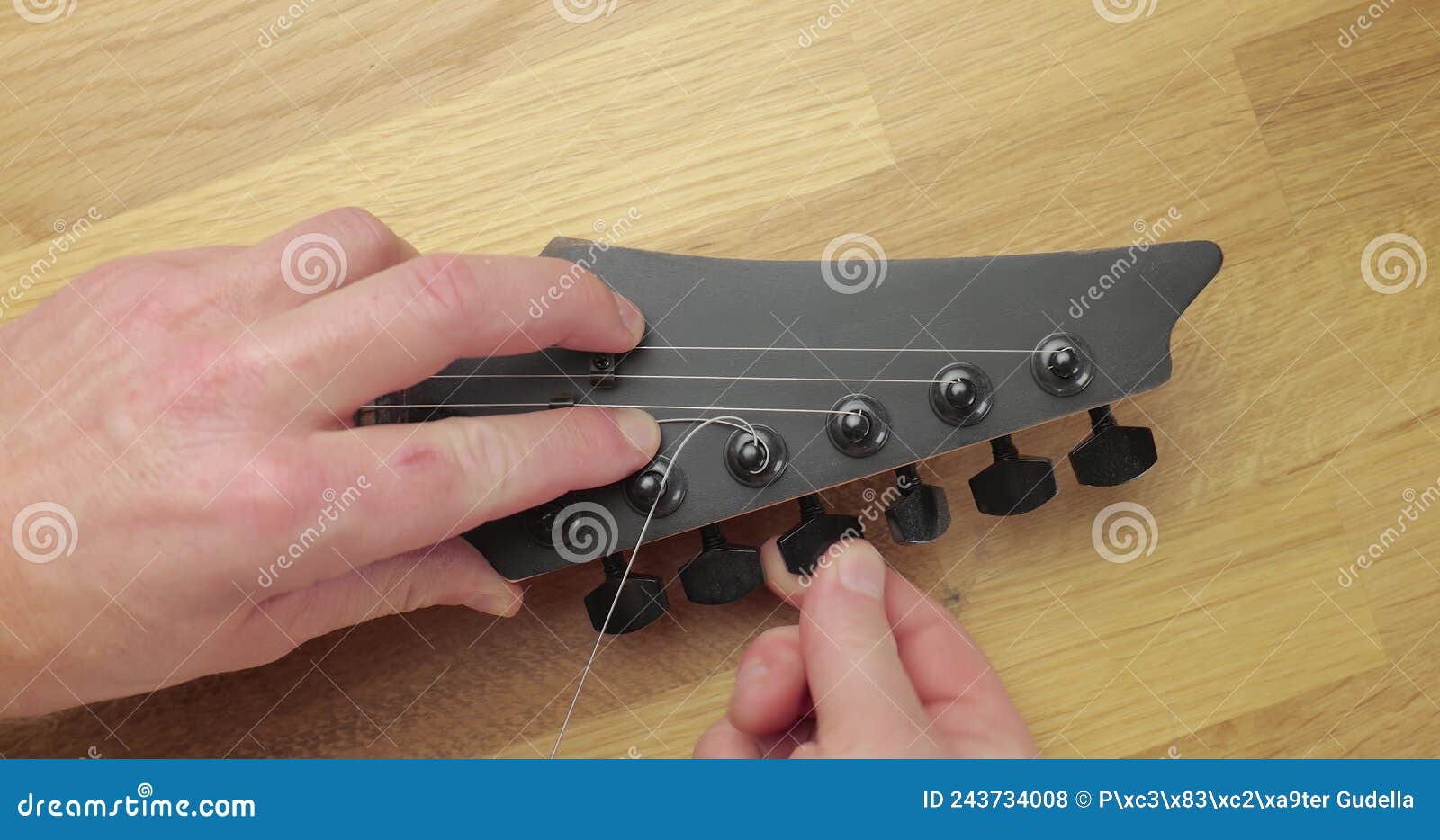 New Strings on Electric Guitar Stock Footage Video of head, maintain