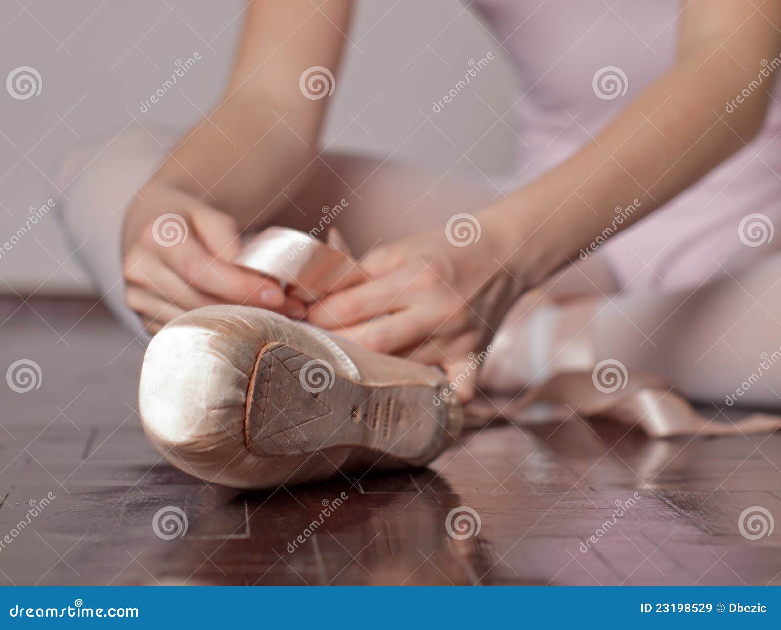Putting on Pointe Ballet Shoes Stock Image Image of color, hobby