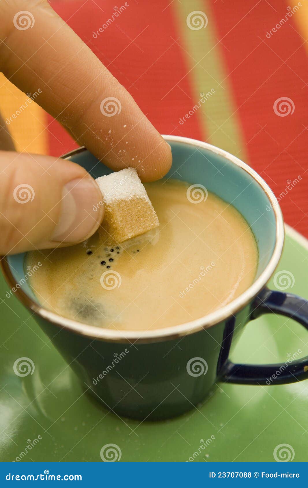 Putting a Sugarlump in a Cup of Coffee Stock Photo Image of hand