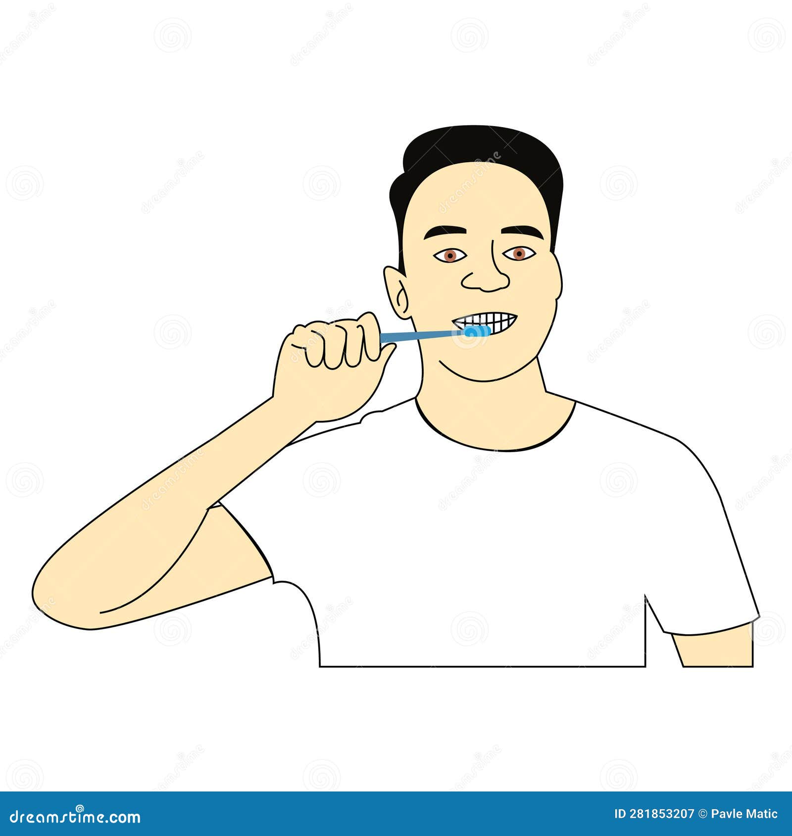Putting Toothpaste on Toothbrush on White Stock Illustration