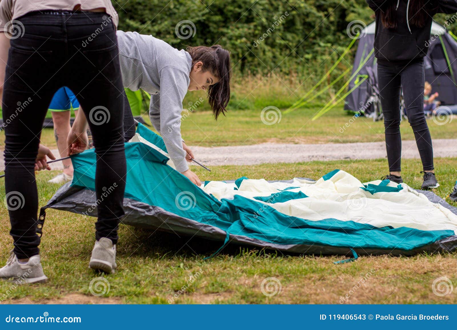 Putting Up Tent on Camping Trip Stock Image - Image of activities ...