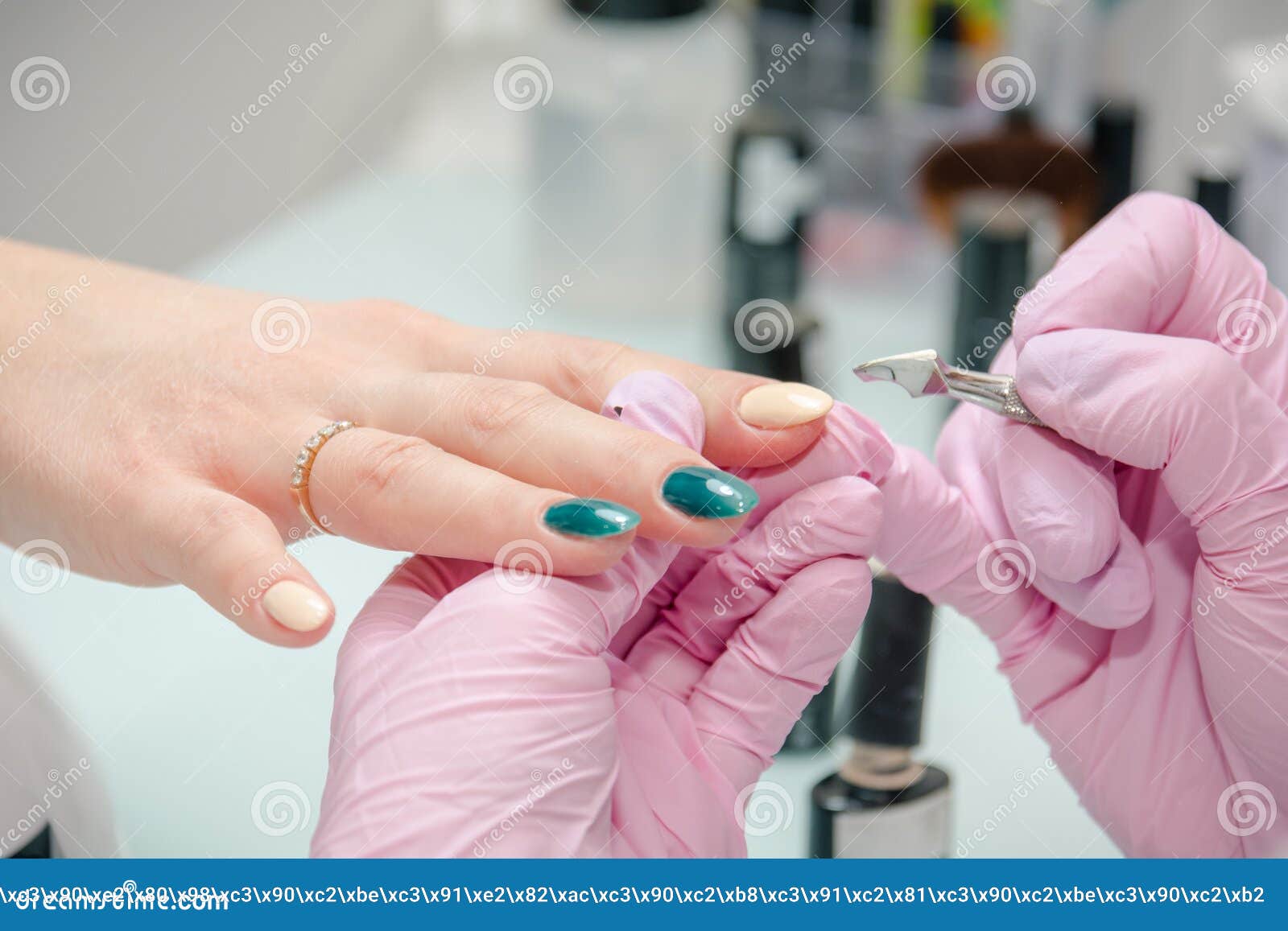 Putting Varnish on Nails. Processing of Nails in Beauty Shop. Stock Image Image of people