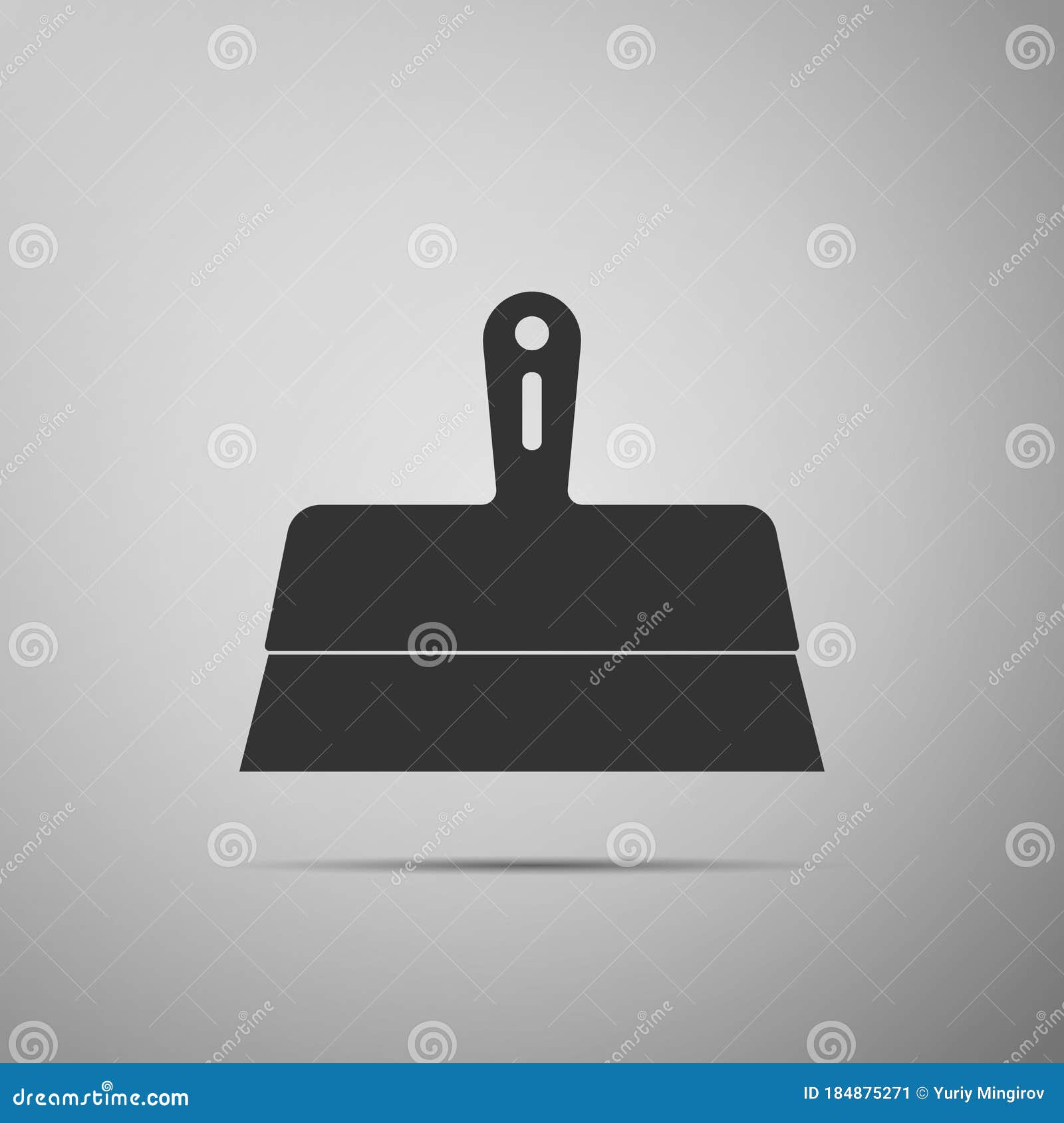 putty knife icon  on grey background. spatula repair tool. spackling or paint instruments. flat . 