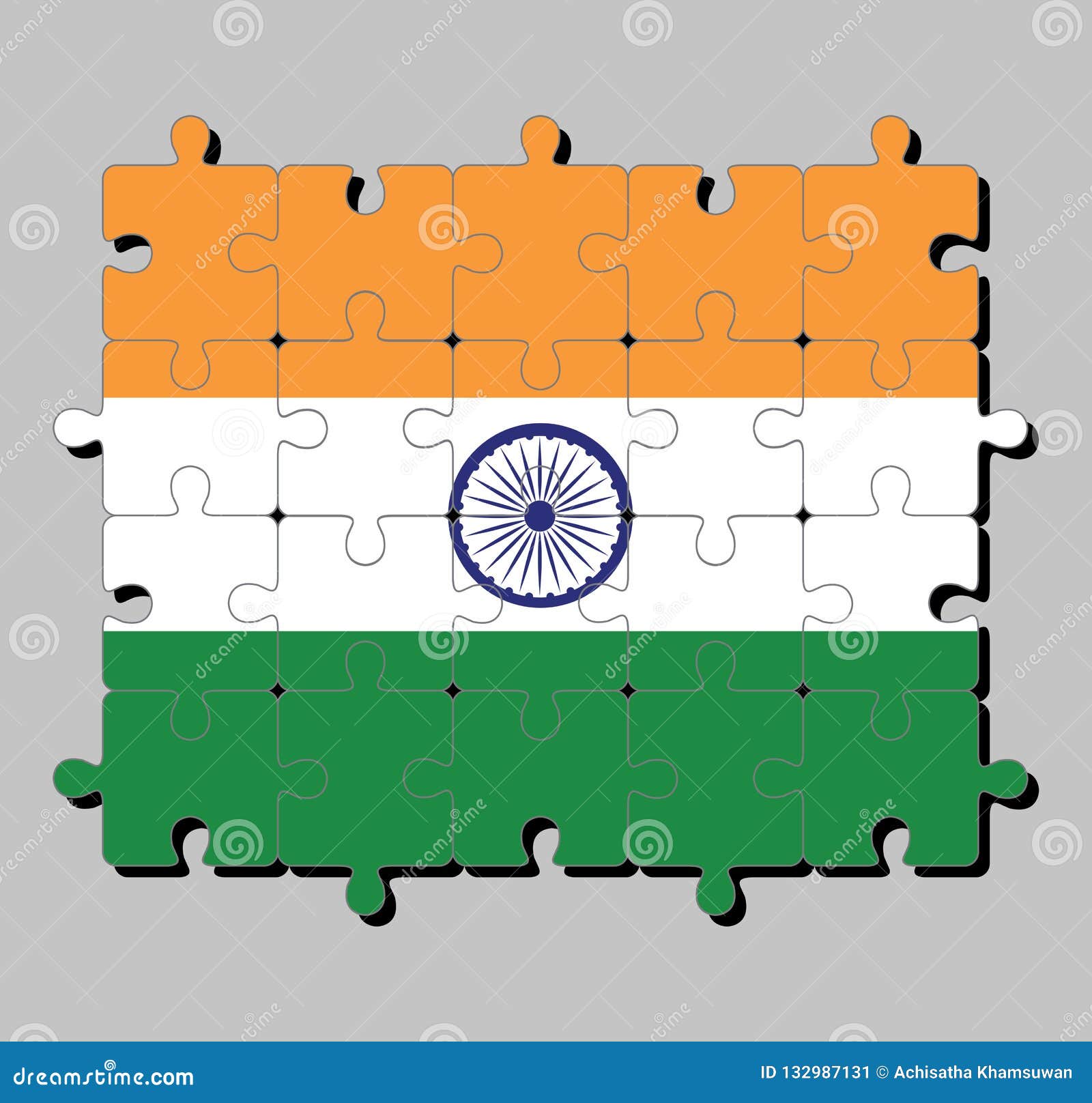 Van De Vlag Van India in De Saffraan Van India, Oranje Wit En Groen Met Het Van Ashoka Chakra Vector Illustratie - Illustration of samenvatting, spatie: 132987131