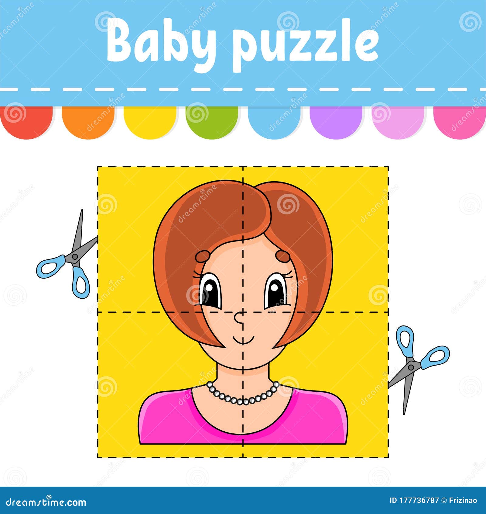 Puzzle Bebê. Nível Fácil. Cartões Flash. Cortar E Jogar. Linda Mulher.  Planilha De Atividade De Cor. Jogo Para Crianças. Desenho a Ilustração do  Vetor - Ilustração de vetor, quadrado: 177736787