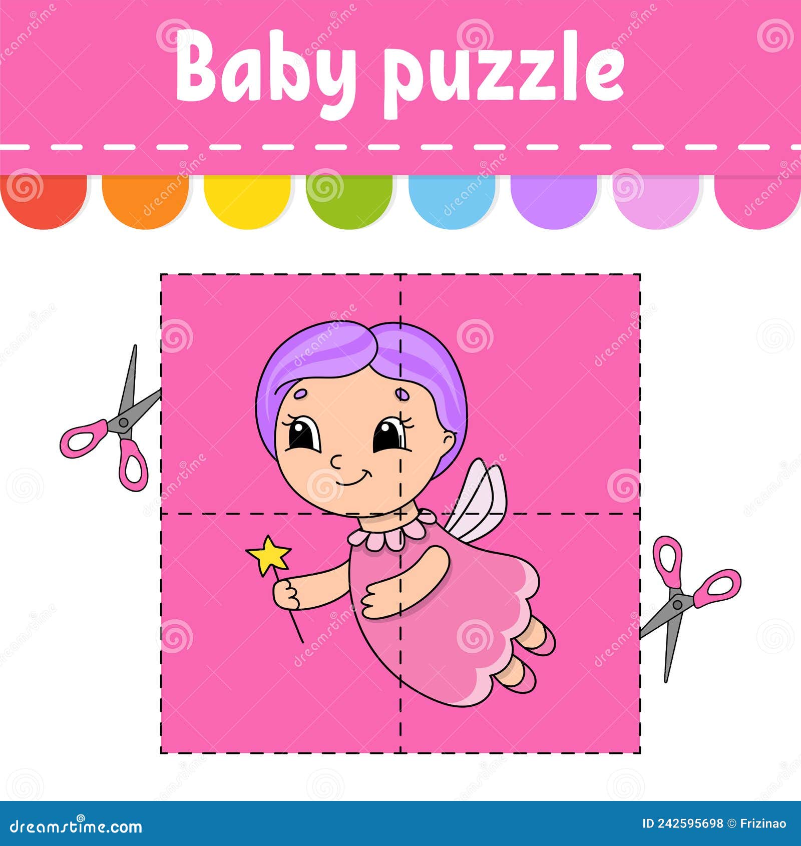 Puzzle Bebê. Nível Fácil. Cartões Flash. Cortar E Jogar. Planilha De  Atividade De Cor. Jogo Para Crianças. Personagem De Desenho a Ilustração do  Vetor - Ilustração de jogo, cartoon: 242595698