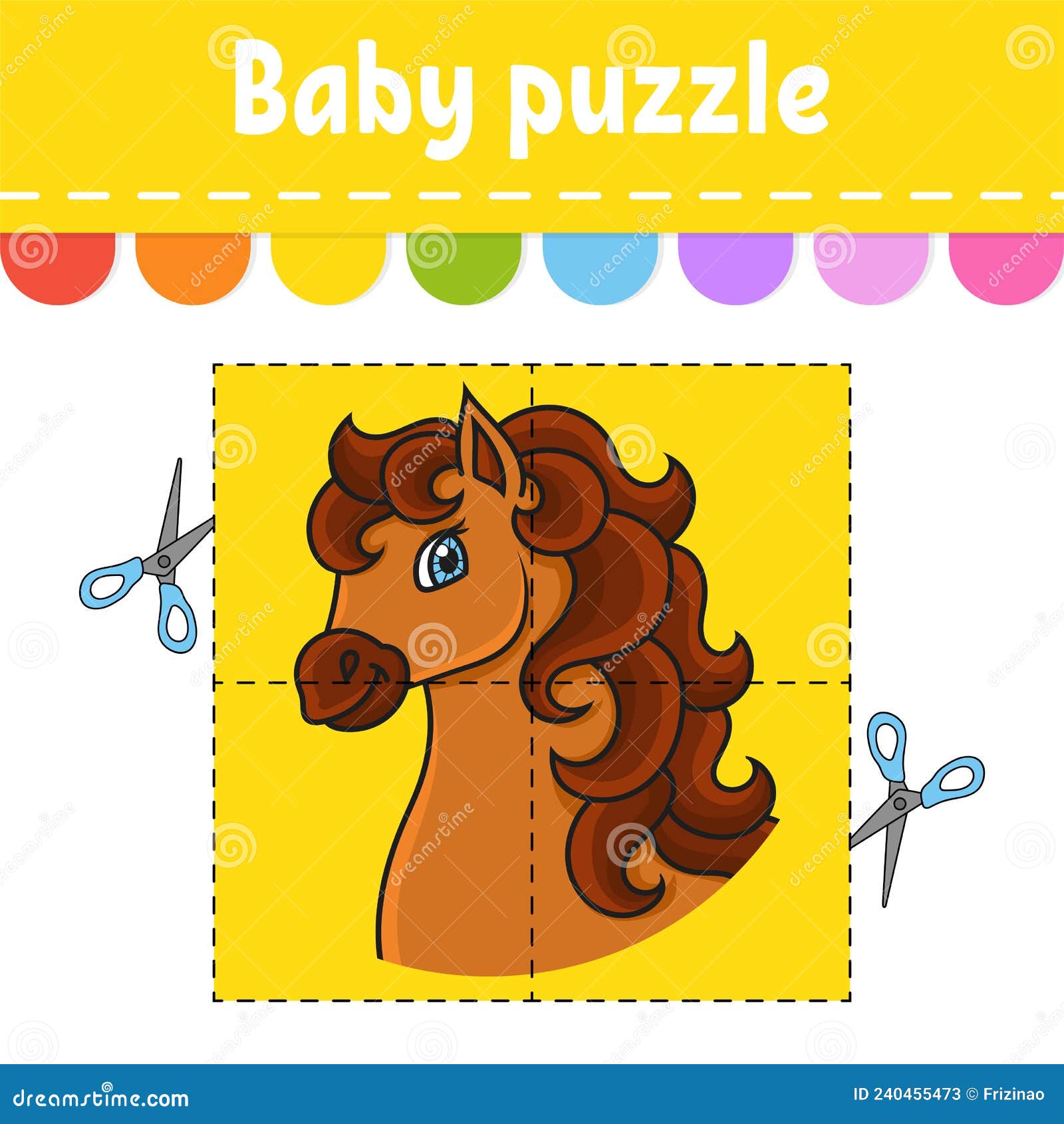 Puzzle Bebê. Nível Fácil. Cavalo. Cartões Flash. Cortar E Jogar. Planilha  De Atividade De Cor. Jogo Para Crianças. Personagem De D Ilustração do  Vetor - Ilustração de alavanca, mosaico: 240455473