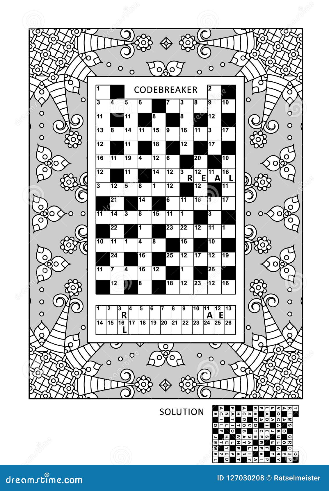 Puzzle And Coloring Activity Page For Adults Stock Vector