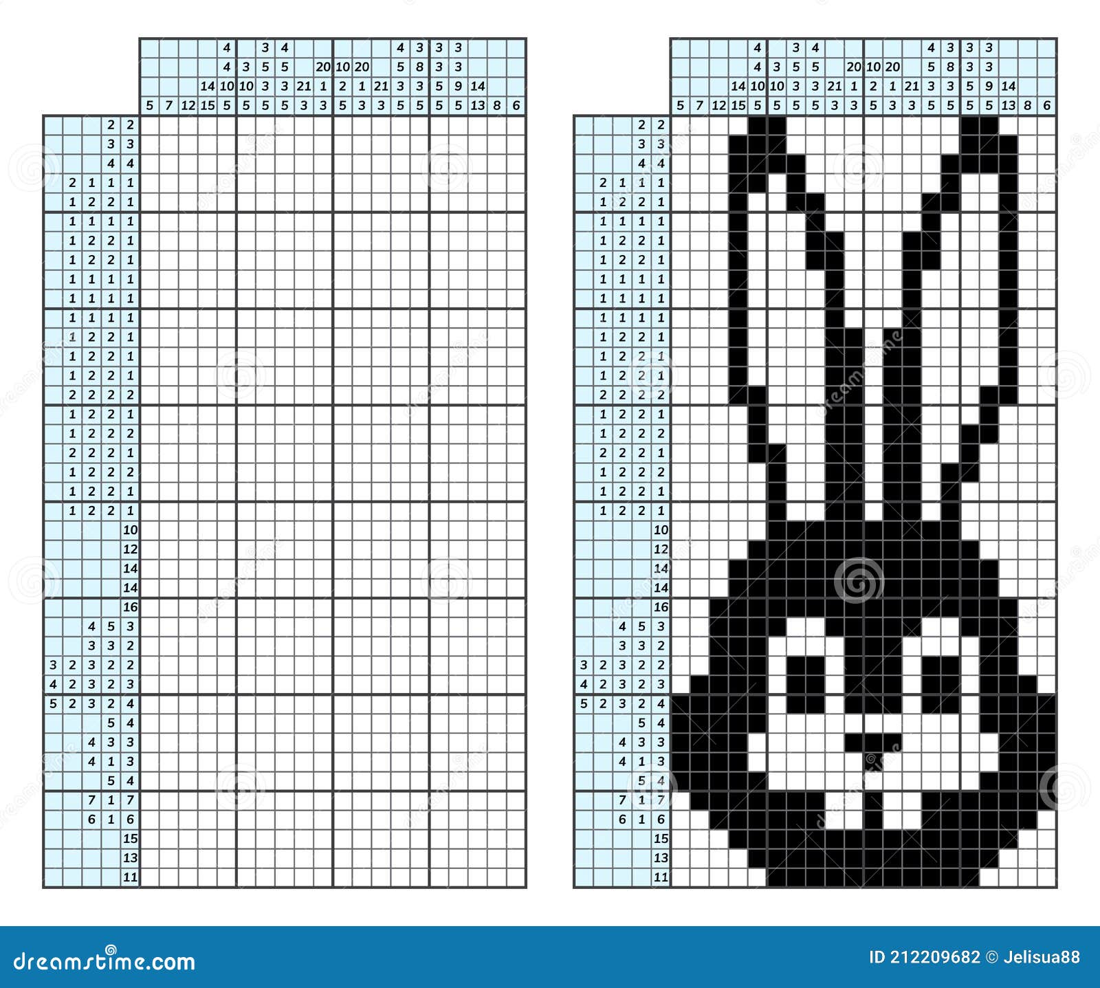 Puzzle de pintar por número (nonogram), jogo educacional para