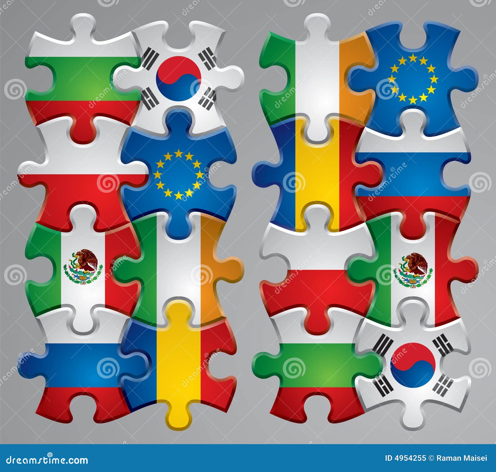 Puzzle flag icons stock vector. Illustration of nation - 4954255